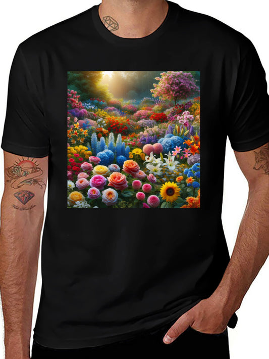 Floral Garden Print Crew Neck T-Shirt