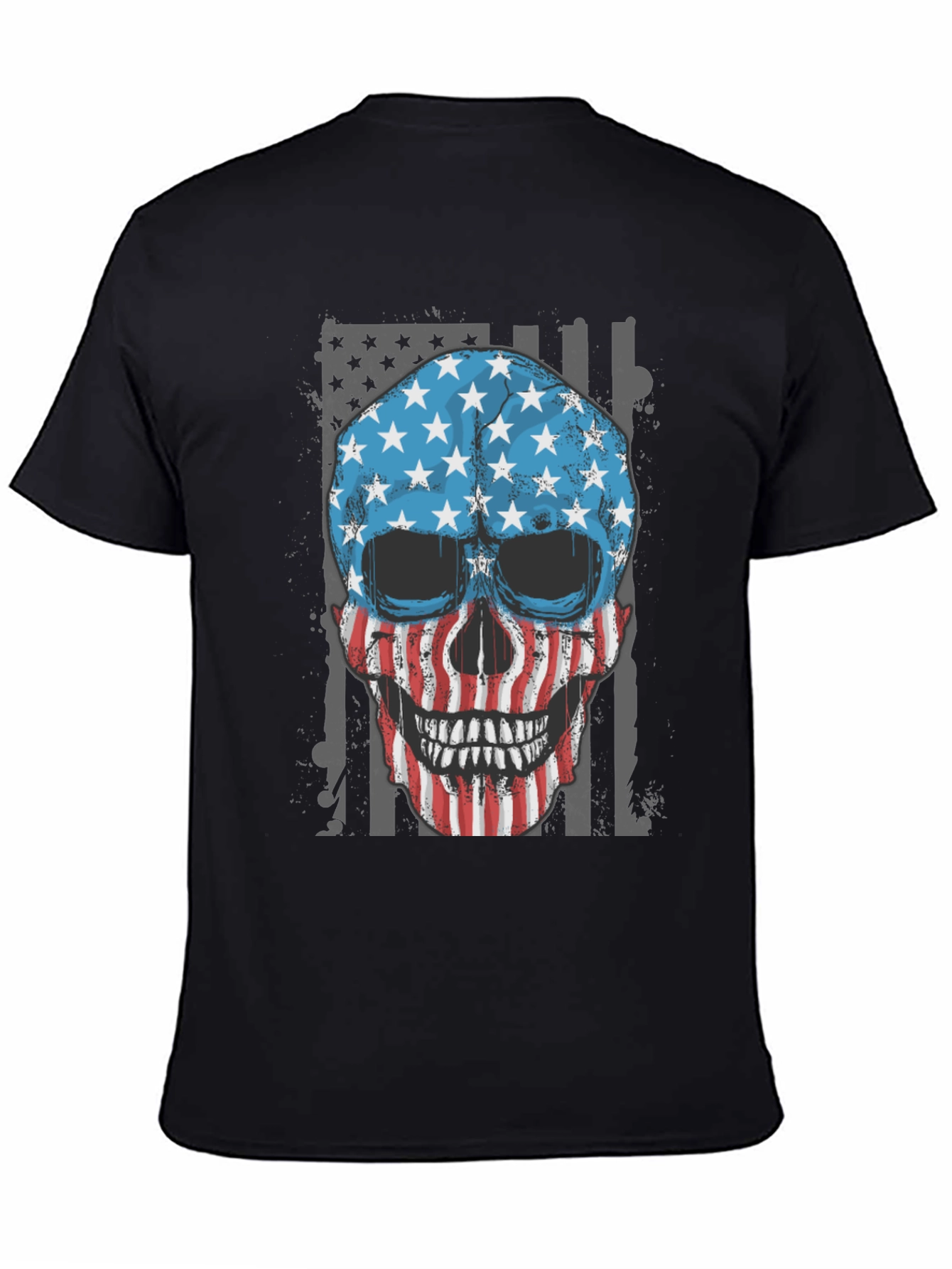 American Flag Skull Graphic T-Shirt Patriotic USA Tee