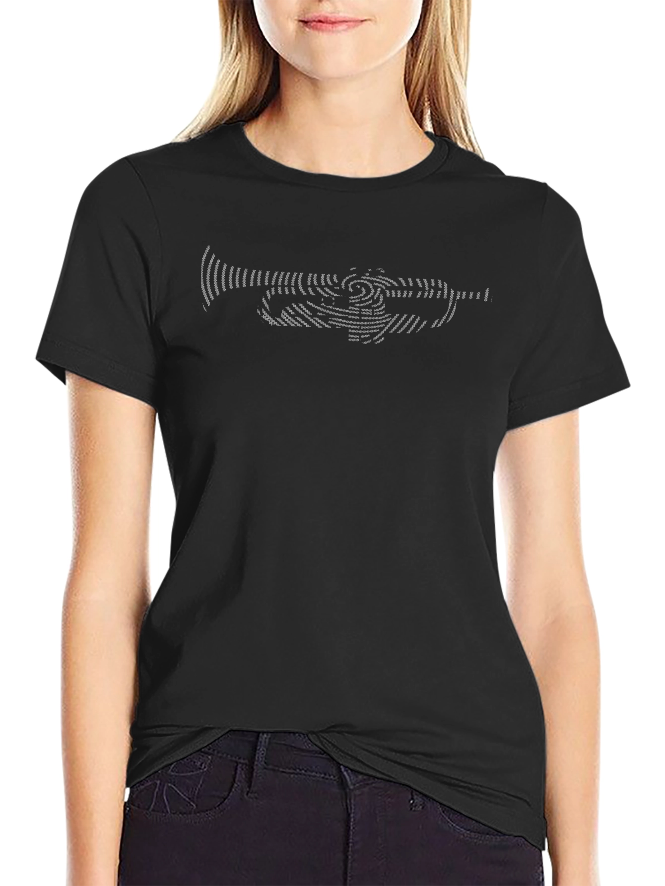 Musical Trumpet Word Art T-Shirt - Black