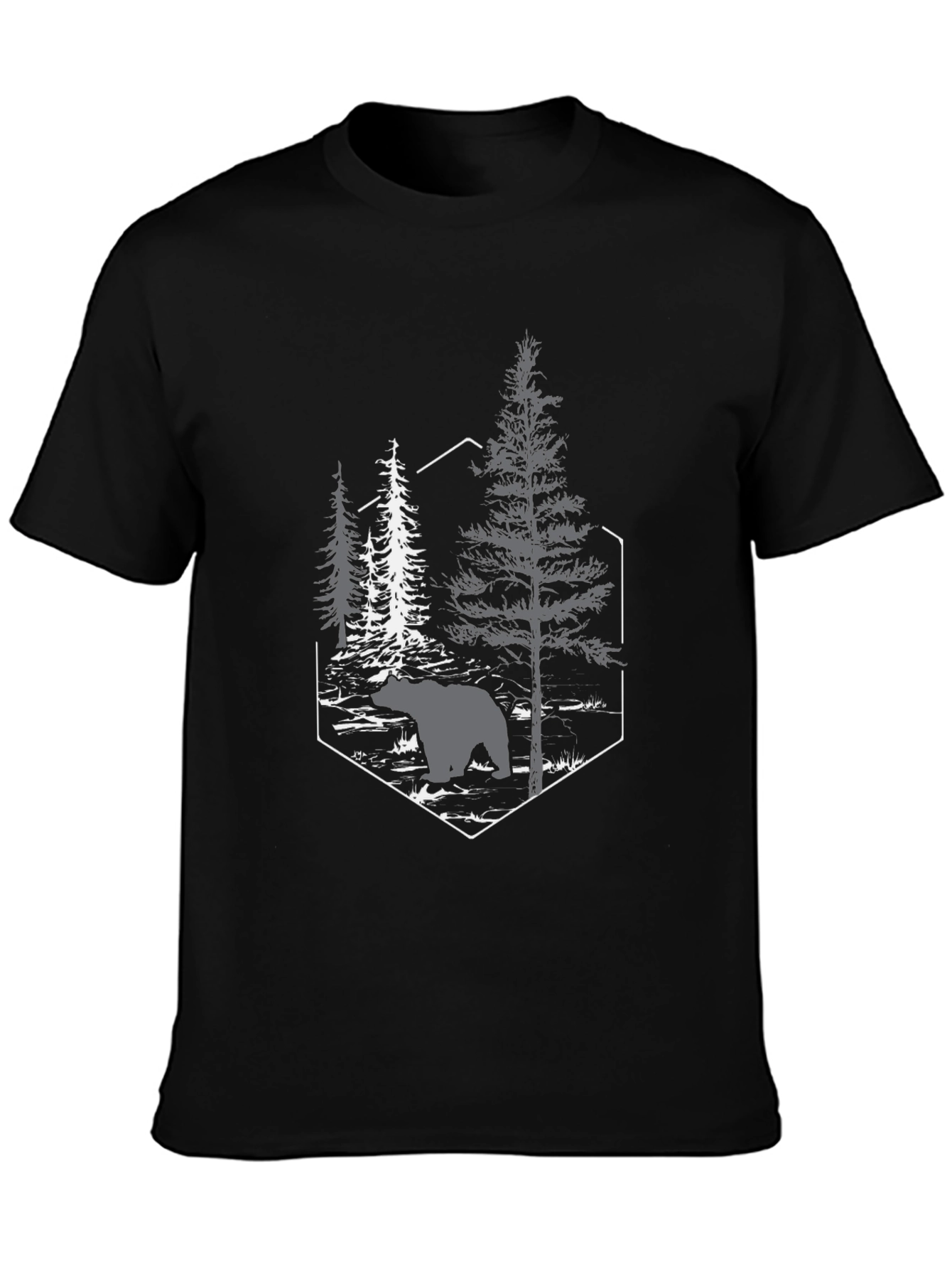 Bear in Woods Graphic Tee - Black