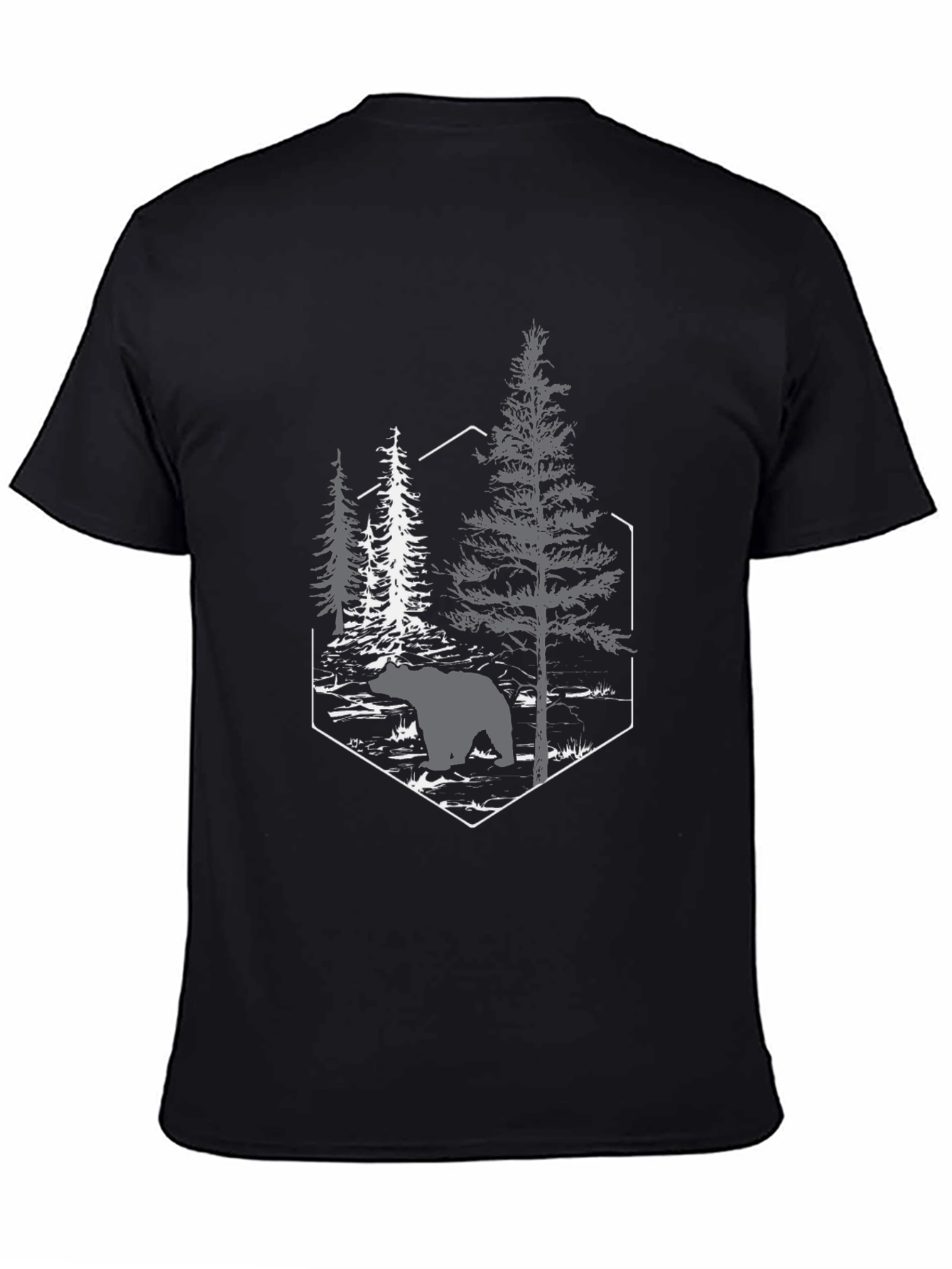 Bear in Woods Graphic Tee - Black