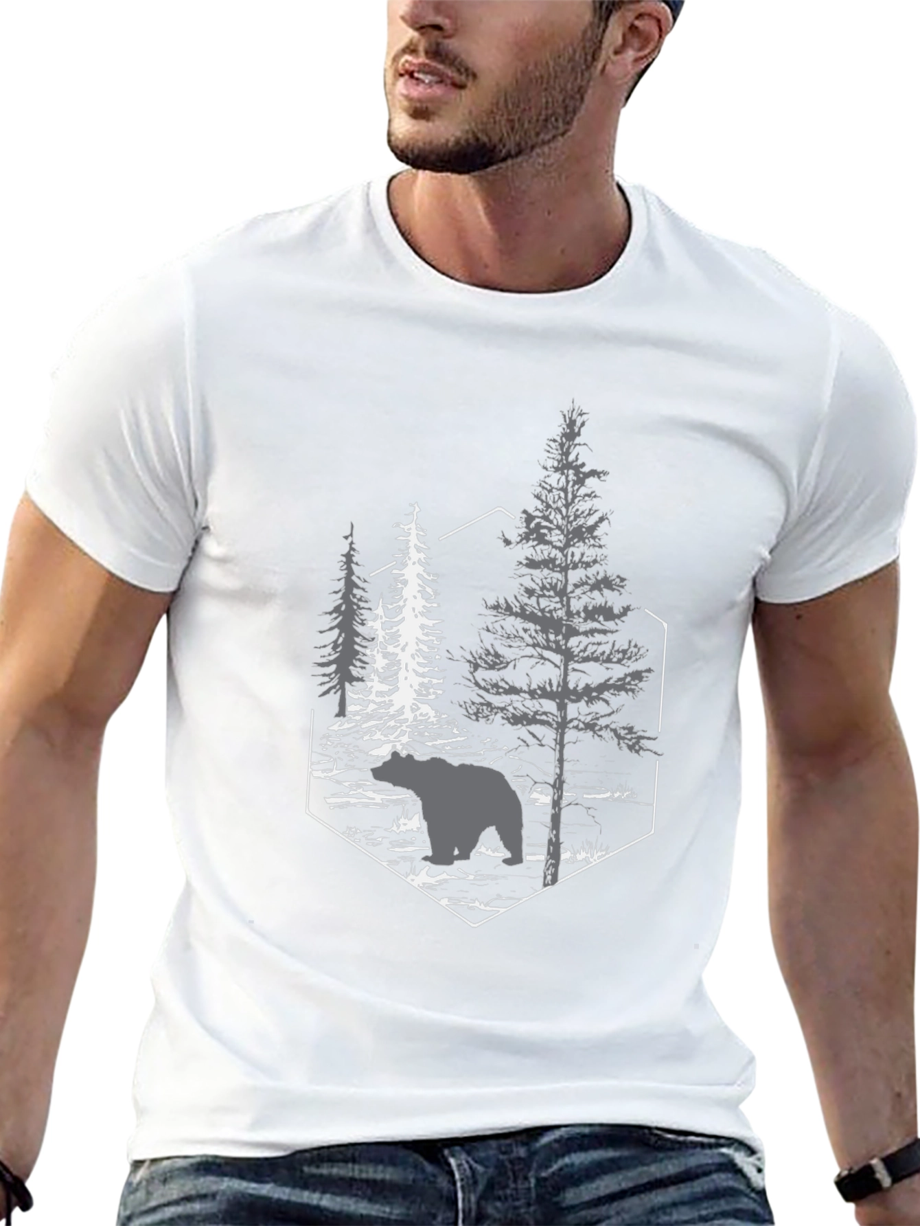Bear in Woods Graphic Tee - Black