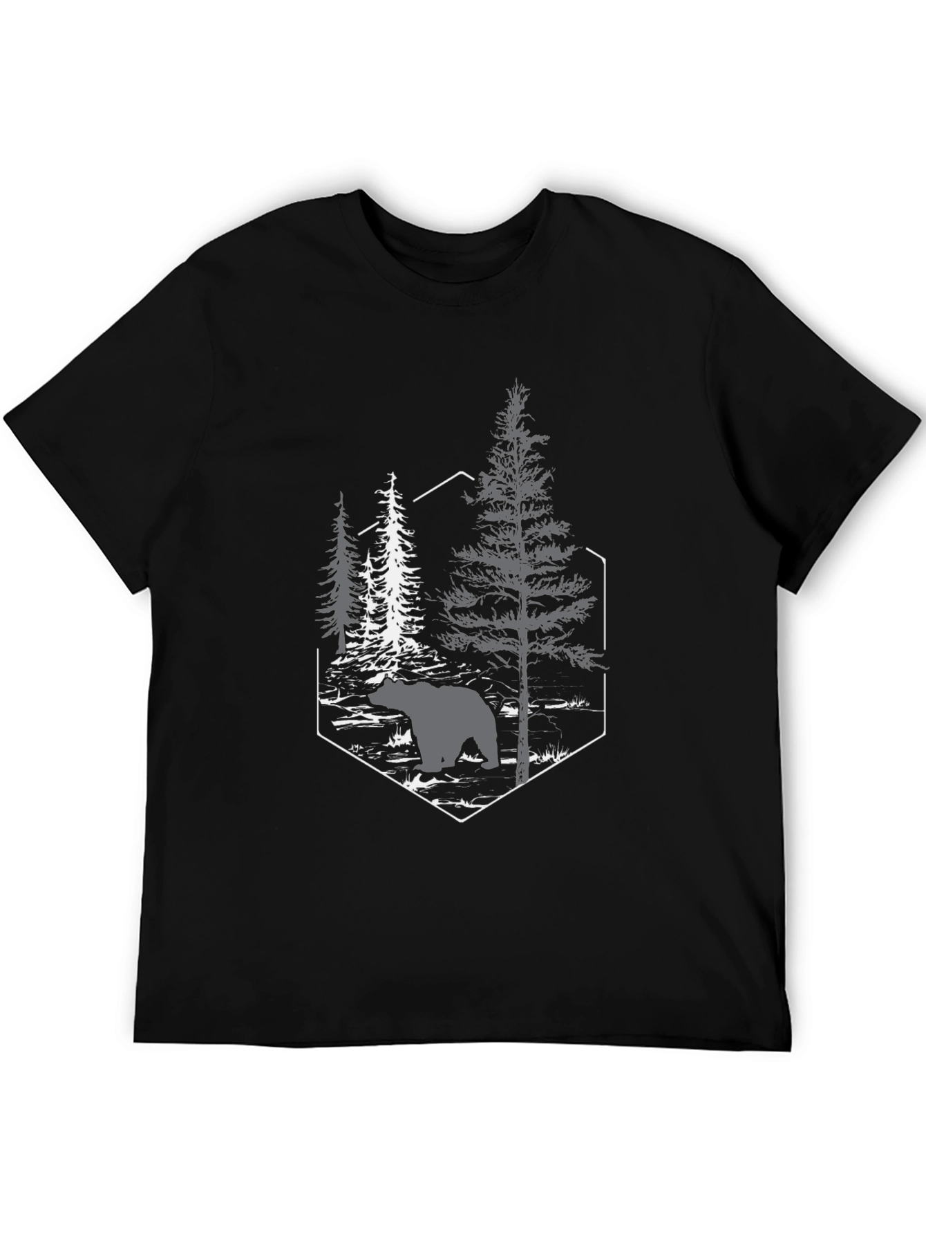 Bear in Woods Graphic Tee - Black