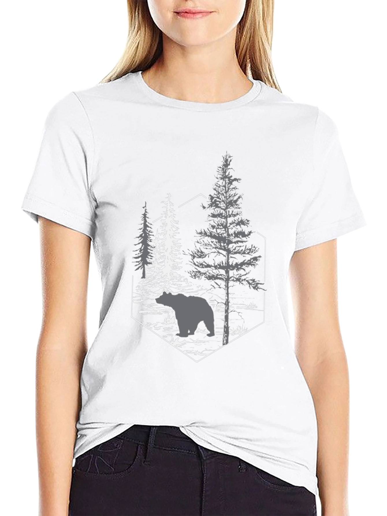 Bear in Woods Graphic Tee - Black