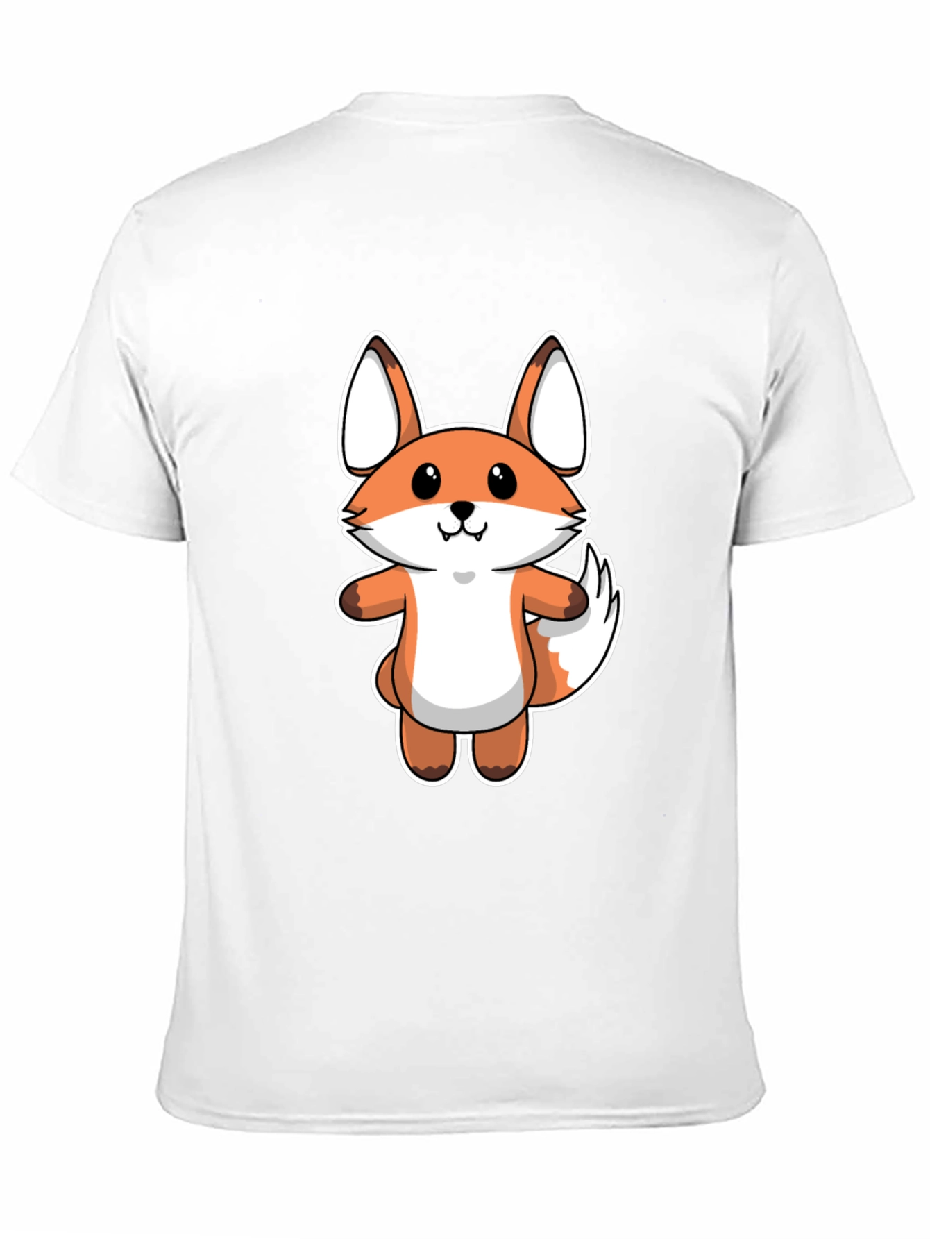 Cartoon Fox Graphic Tee - Black Cotton T-Shirt