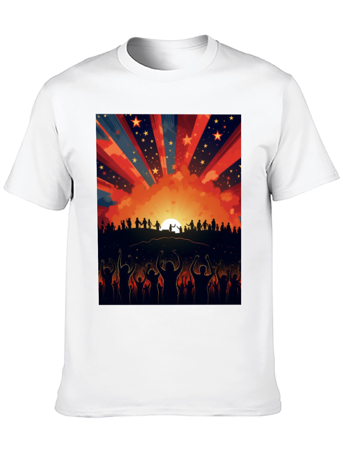 Sunset Crowd Graphic Tee - Black