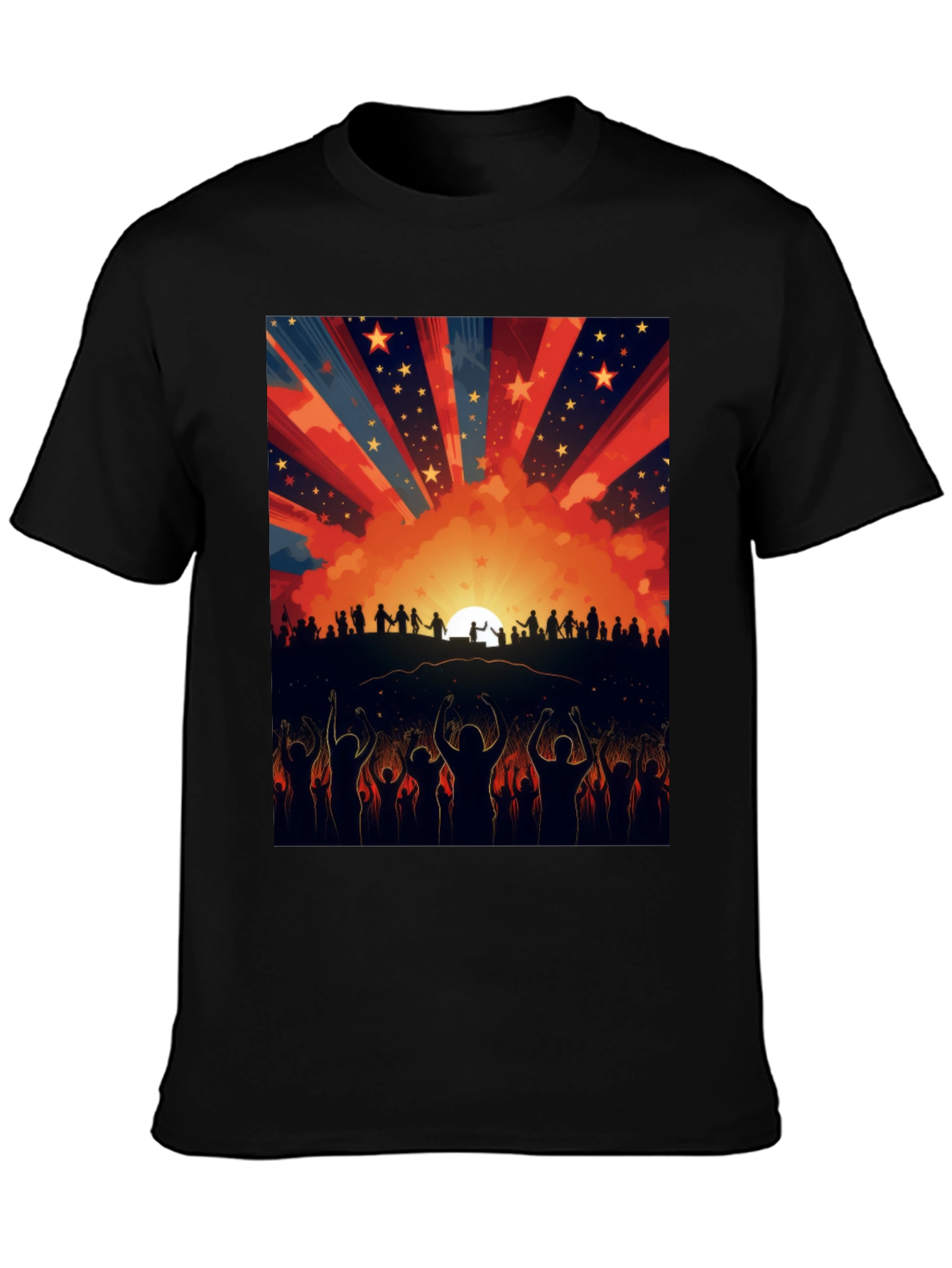Sunset Crowd Graphic Tee - Black