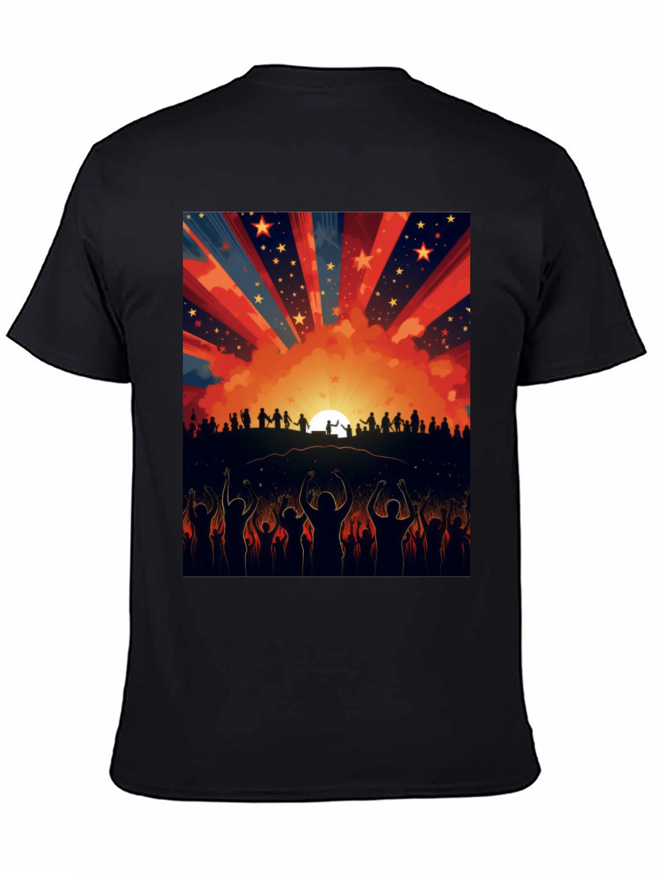Sunset Crowd Graphic Tee - Black