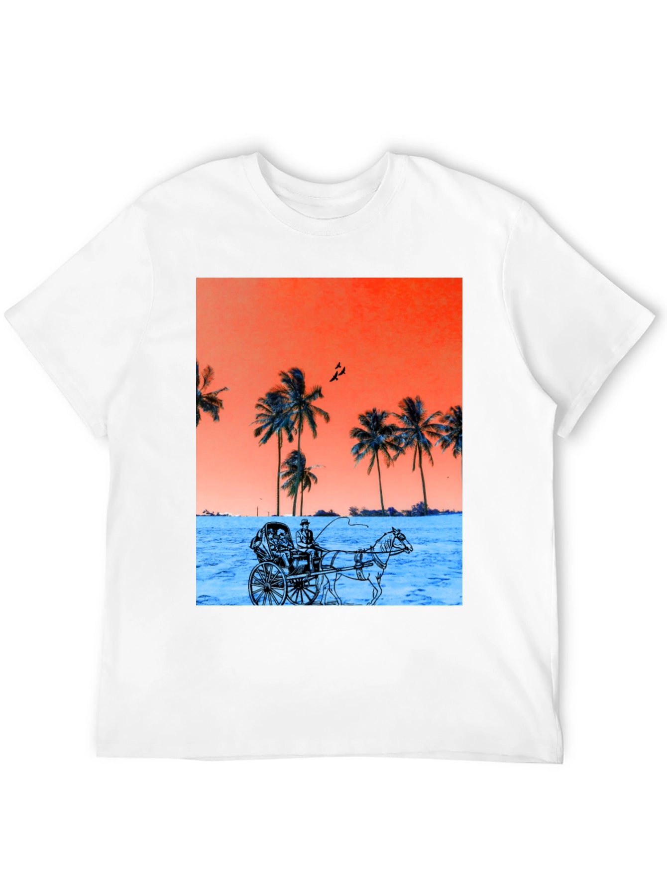 Retro Palm Tree Horse Carriage T-Shirt