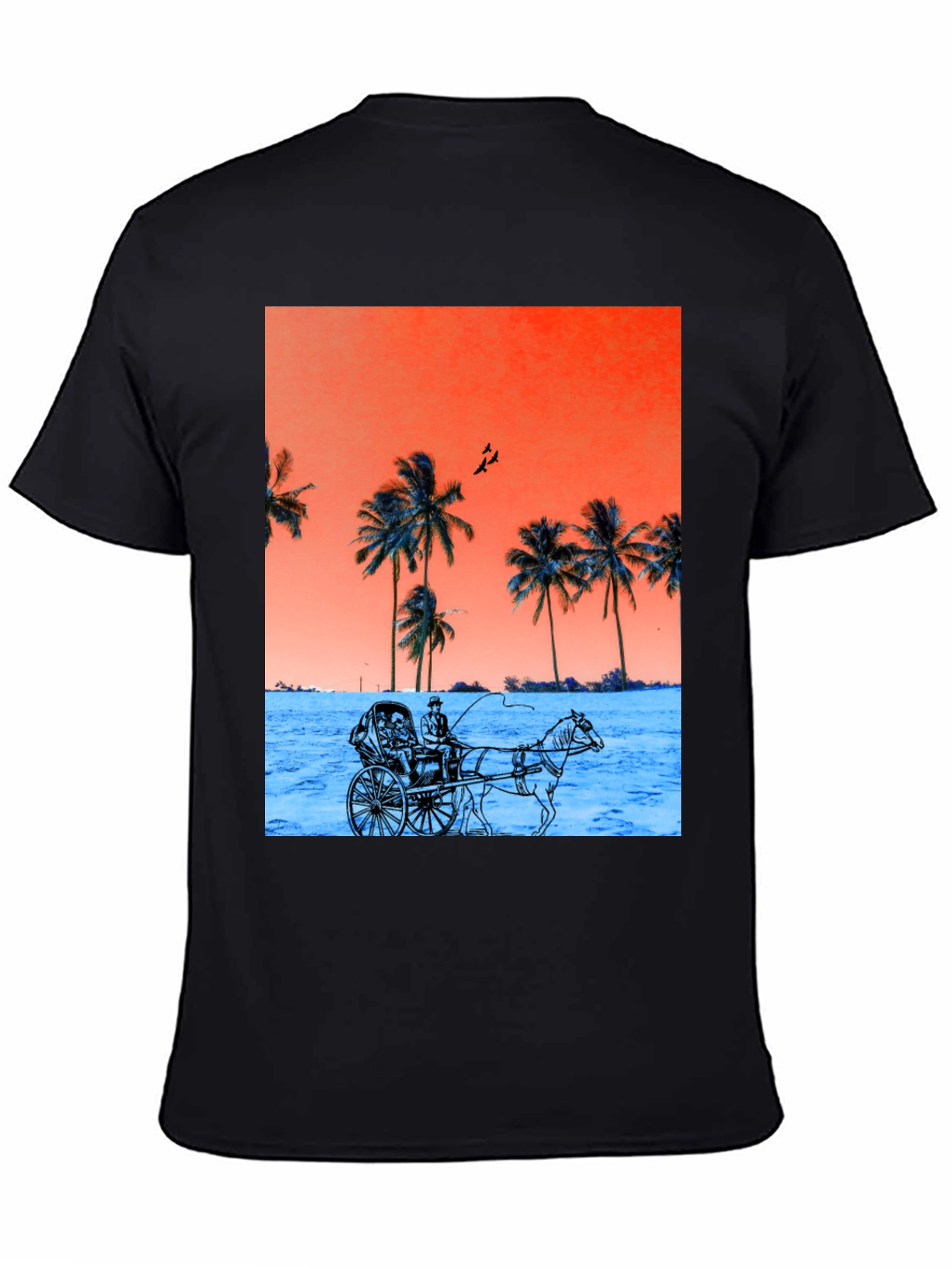 Retro Palm Tree Horse Carriage T-Shirt