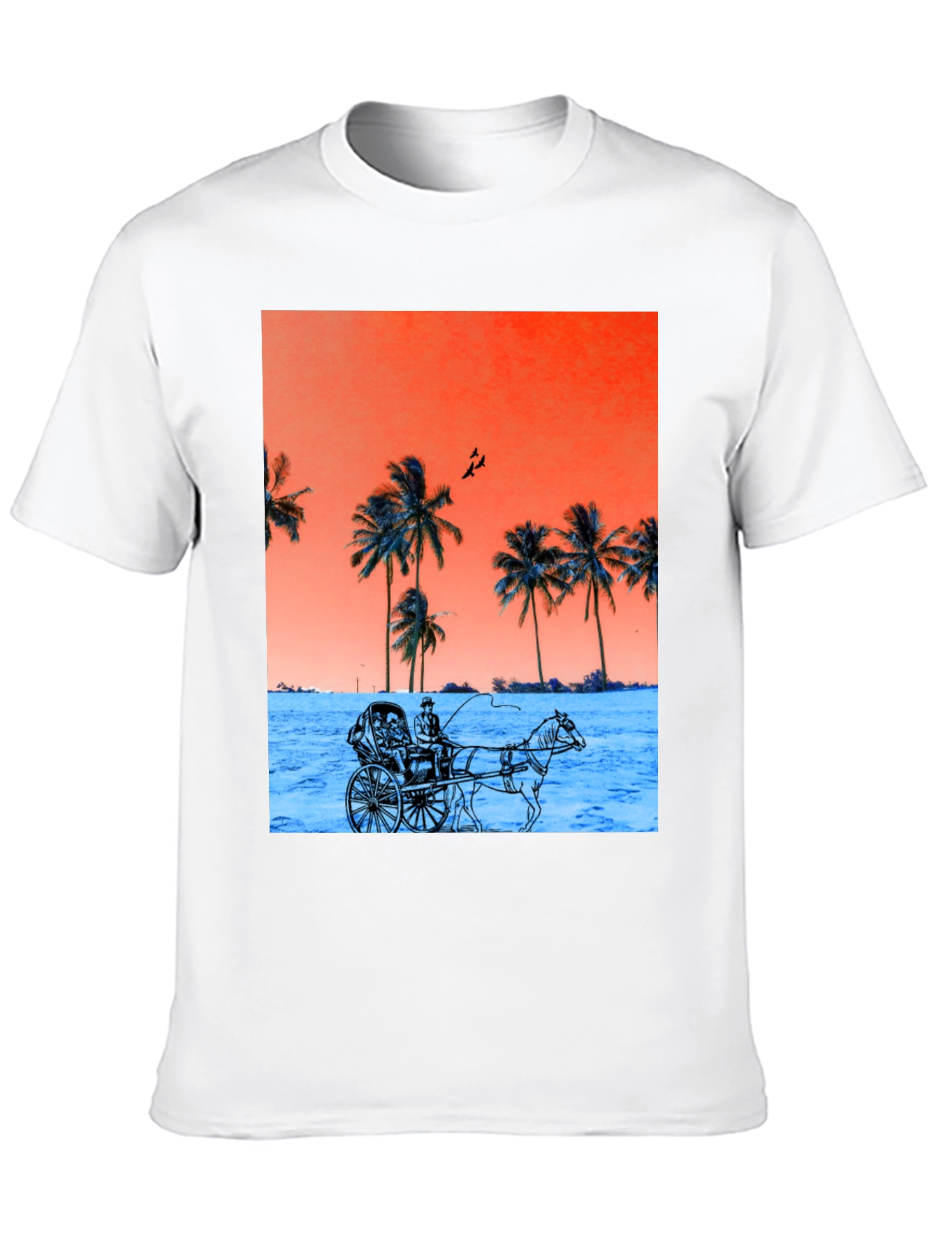 Retro Palm Tree Horse Carriage T-Shirt