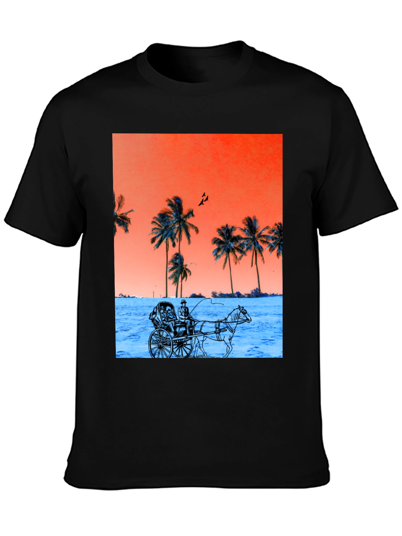Retro Palm Tree Horse Carriage T-Shirt