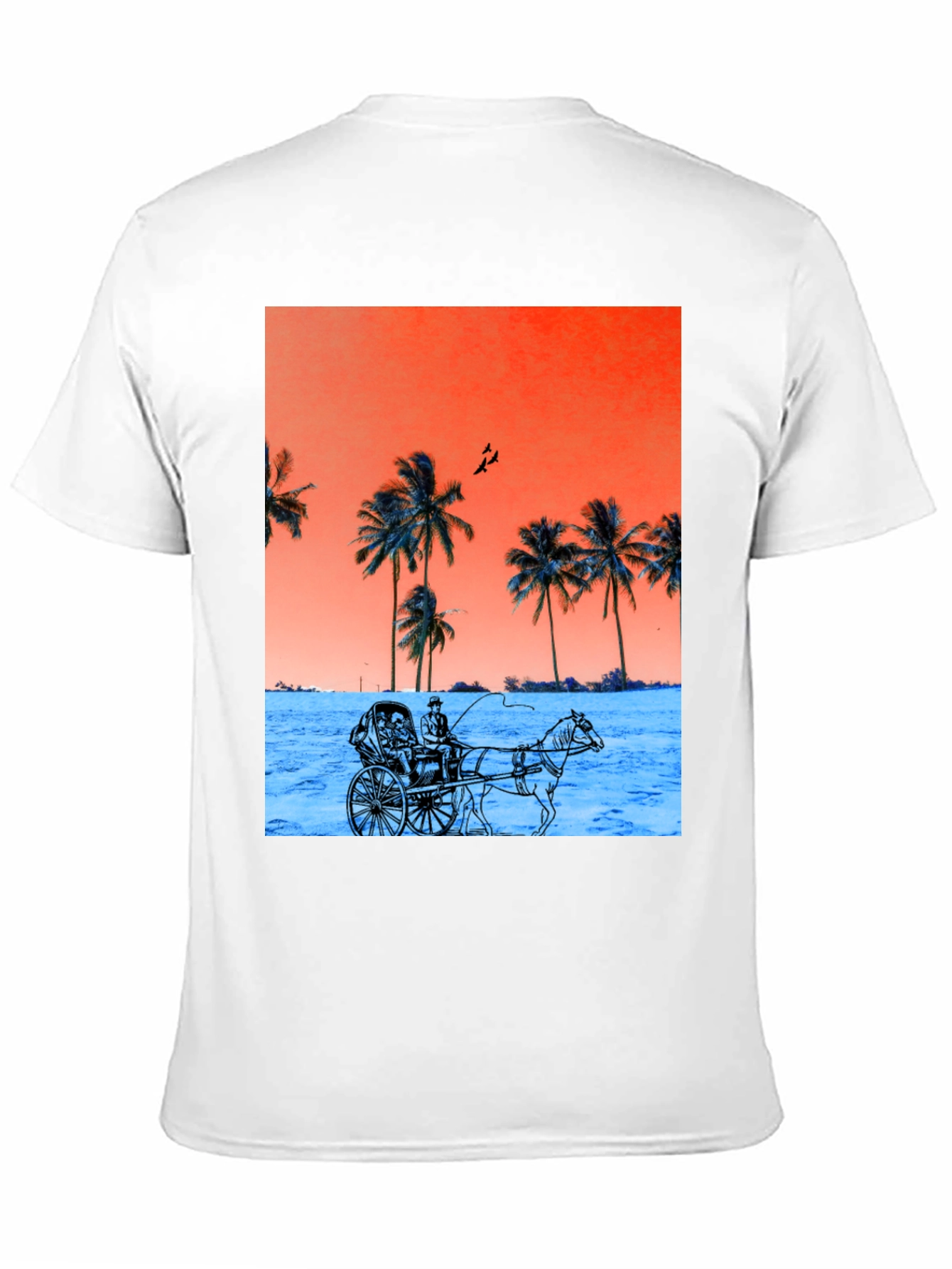 Retro Palm Tree Horse Carriage T-Shirt