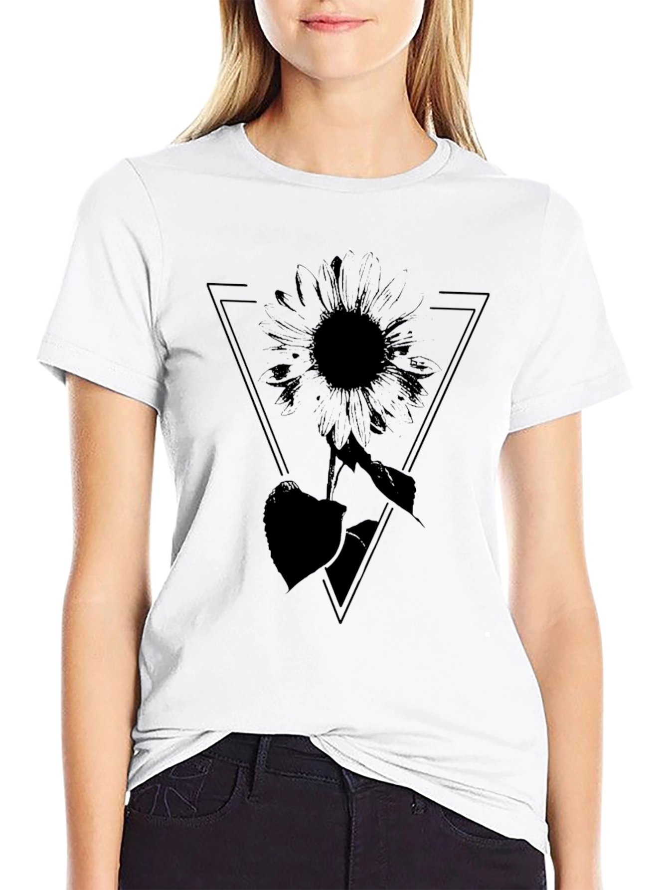 Black Sunflower Graphic Tee - Stylish Comfort