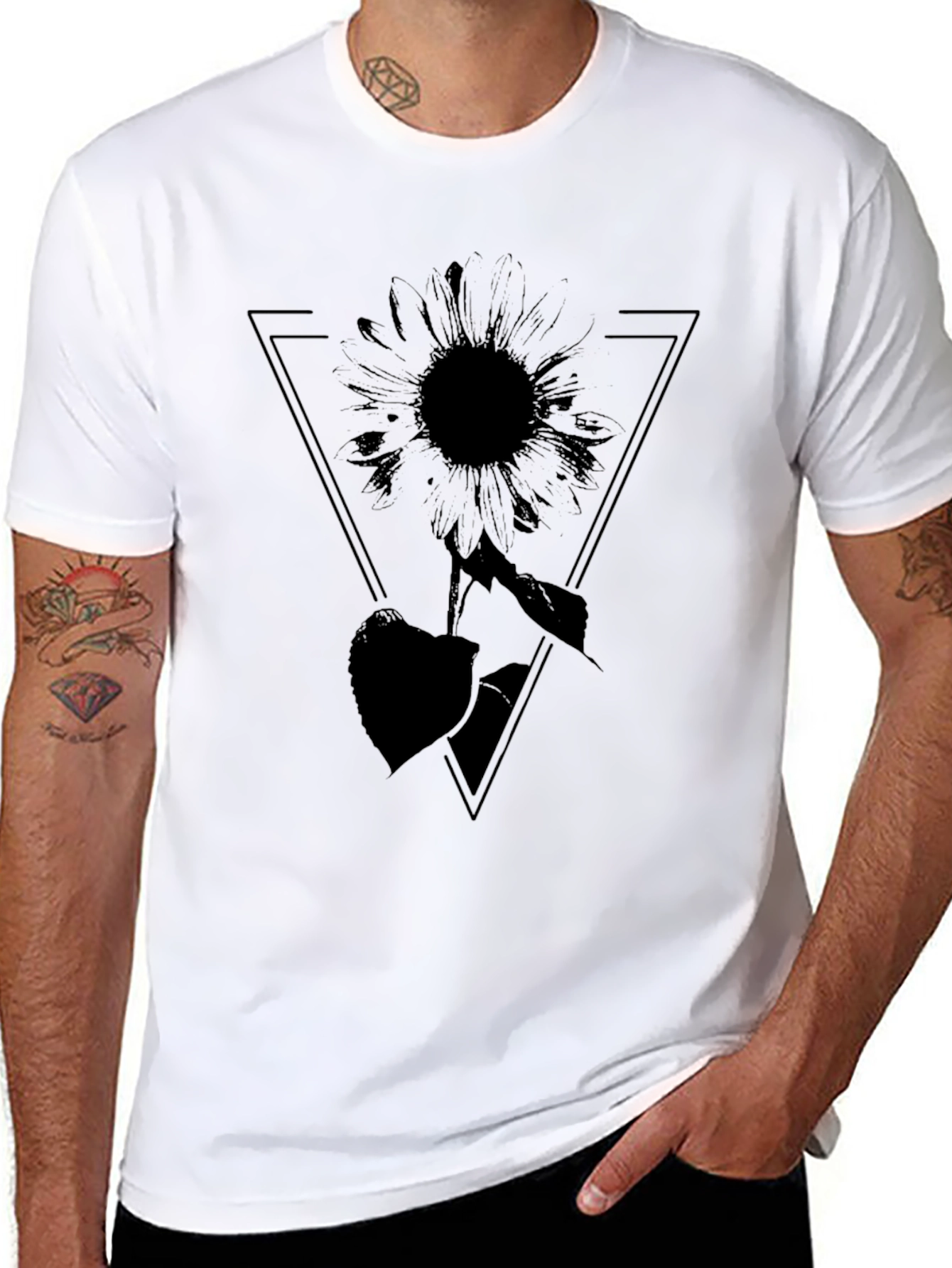 Black Sunflower Graphic Tee - Stylish Comfort