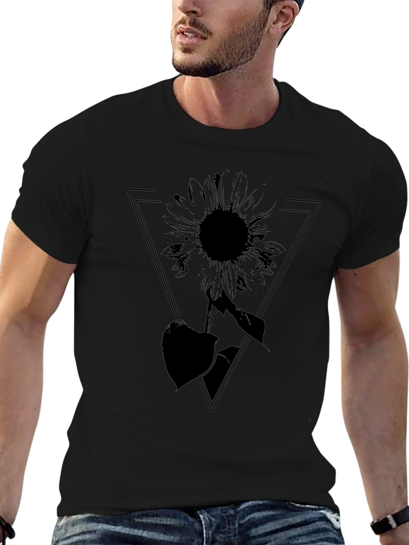 Black Sunflower Graphic Tee - Stylish Comfort