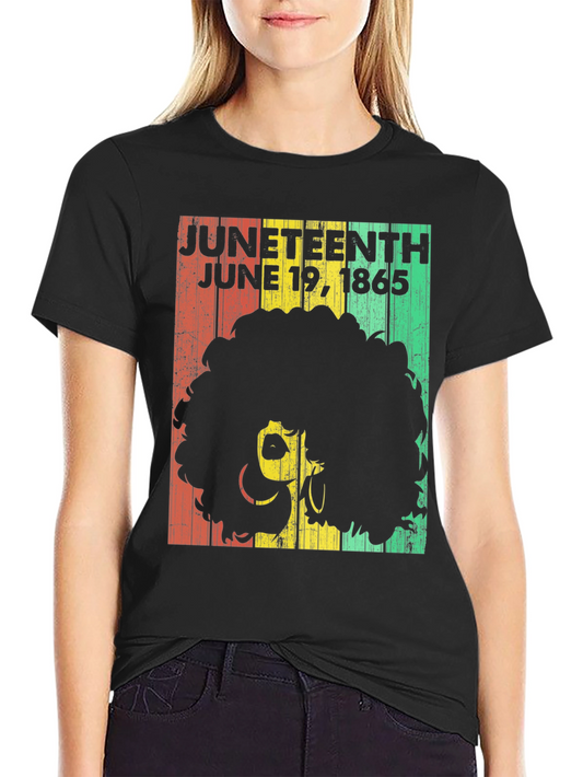 Juneteenth T-Shirt - June 19 1865 - Afro Woman Design