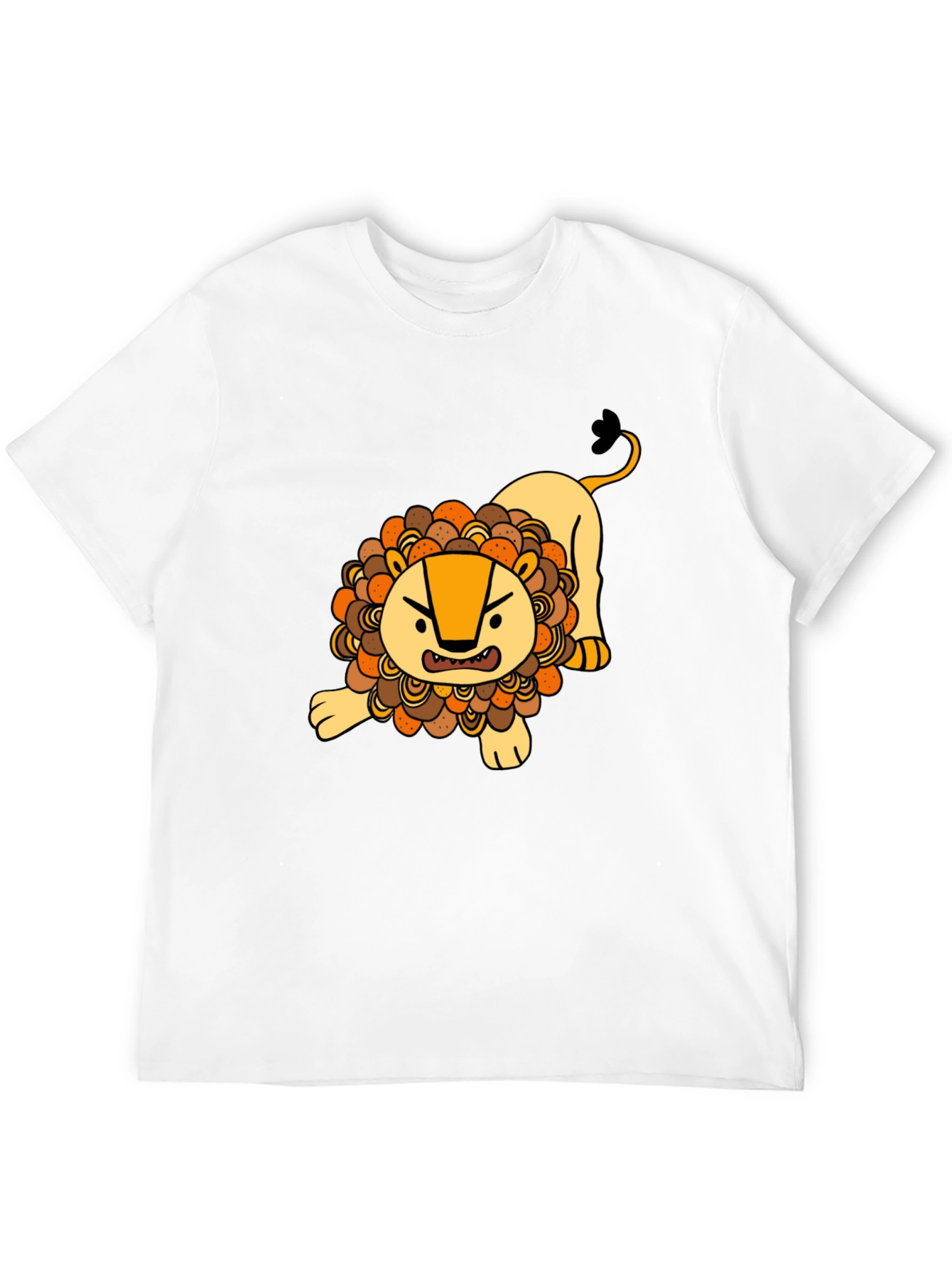 Cartoon Lion Graphic T-Shirt - Black