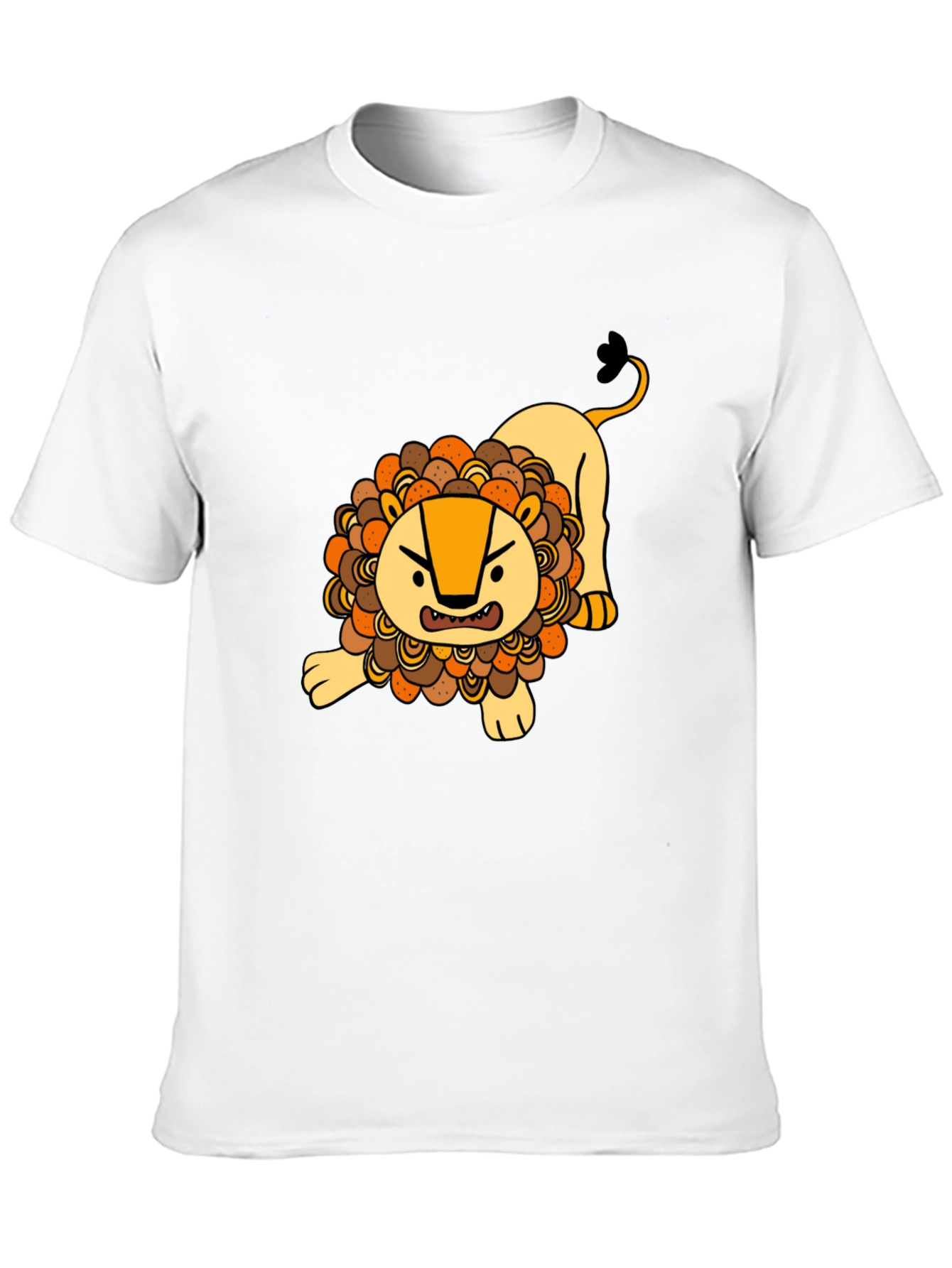 Cartoon Lion Graphic T-Shirt - Black