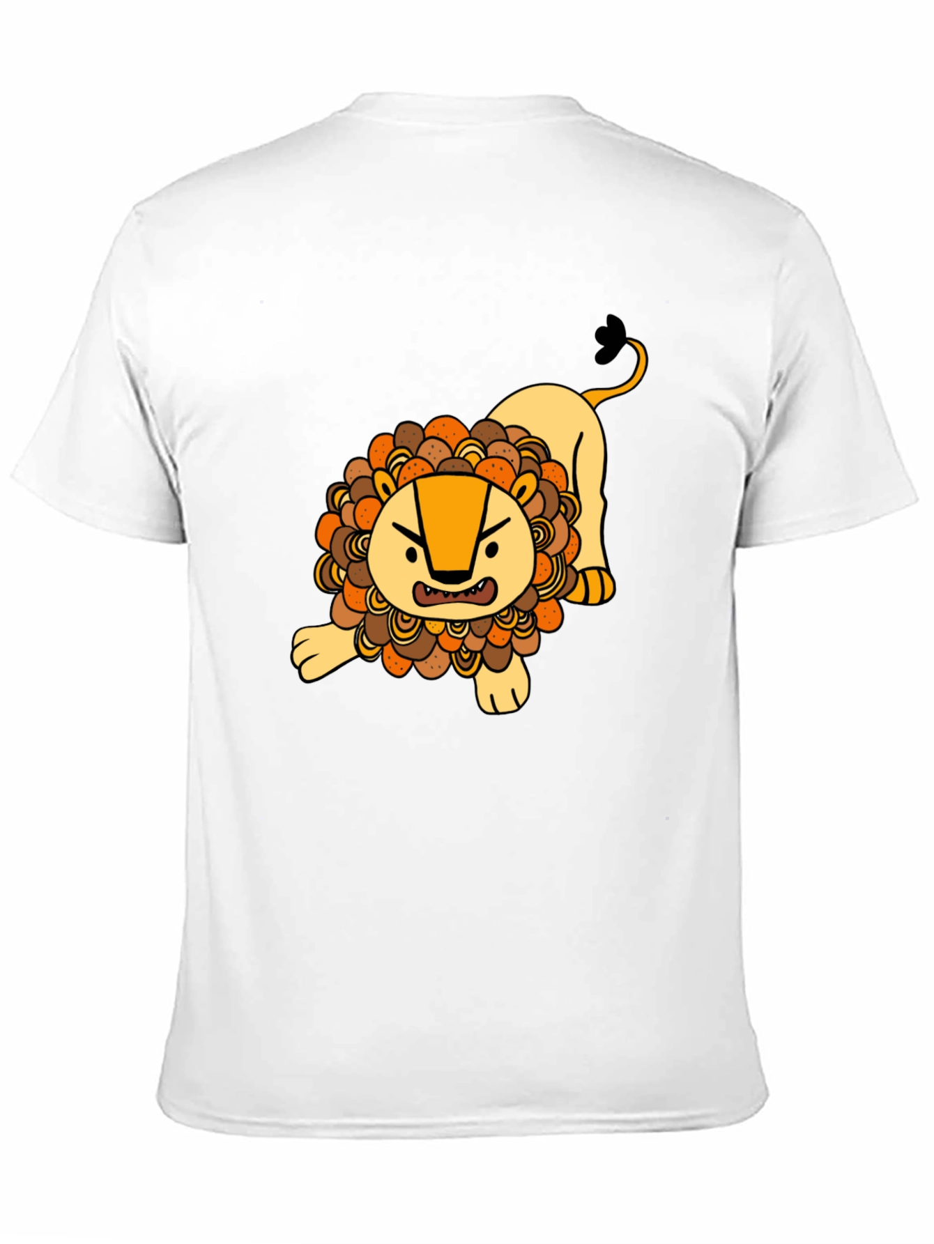 Cartoon Lion Graphic T-Shirt - Black
