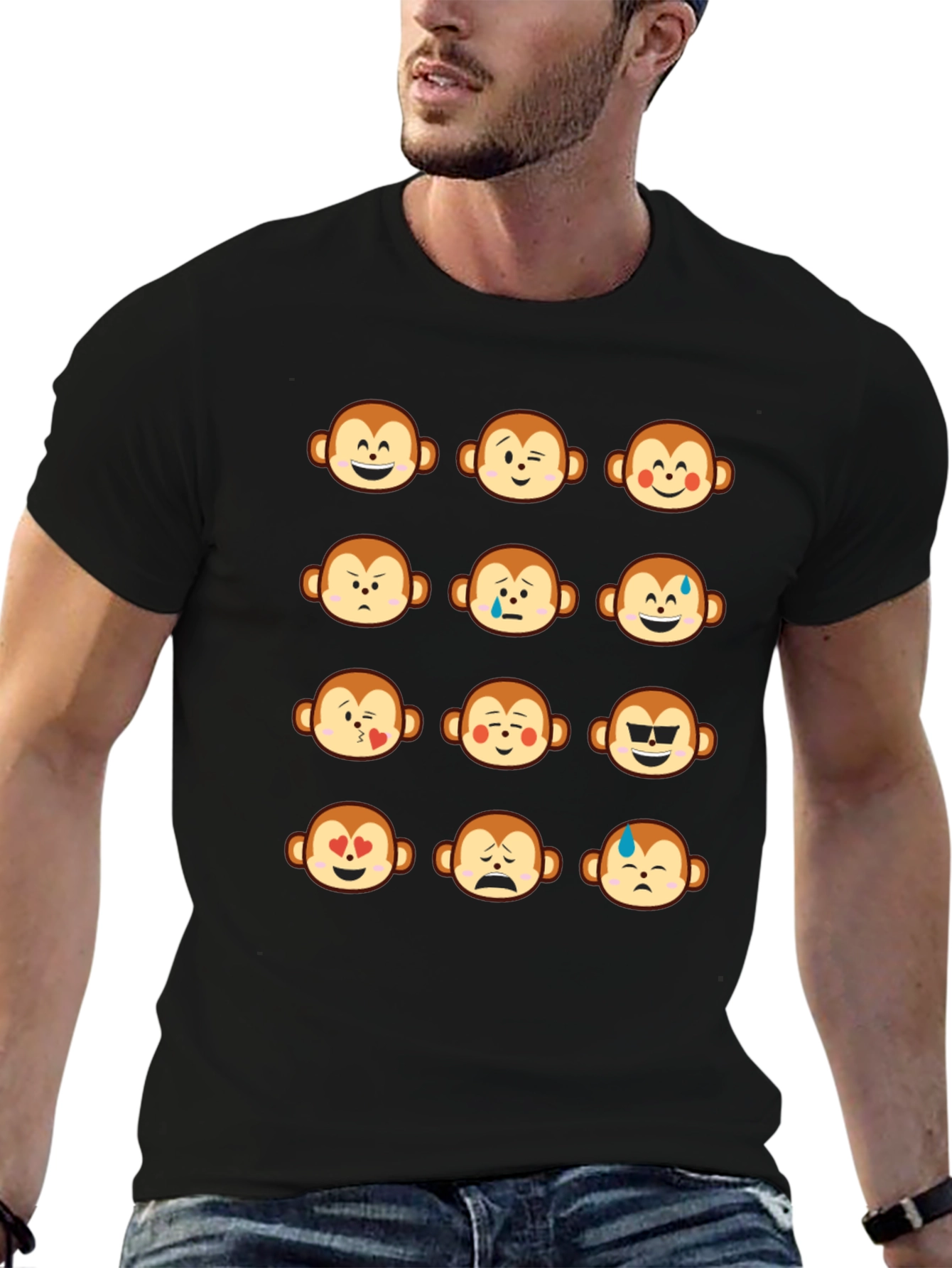 Monkey Emoji Graphic T-Shirt - Fun & Expressive Tee
