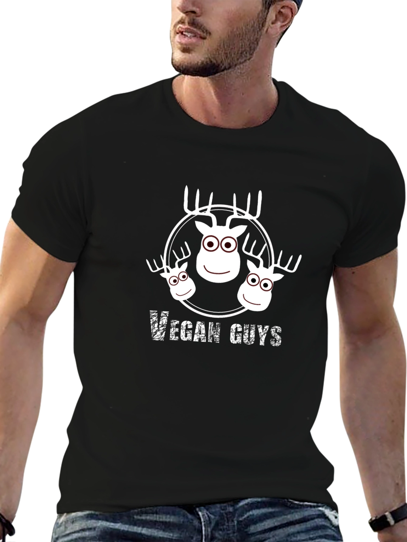 Vegan Guys T-Shirt - Cute Moose Design