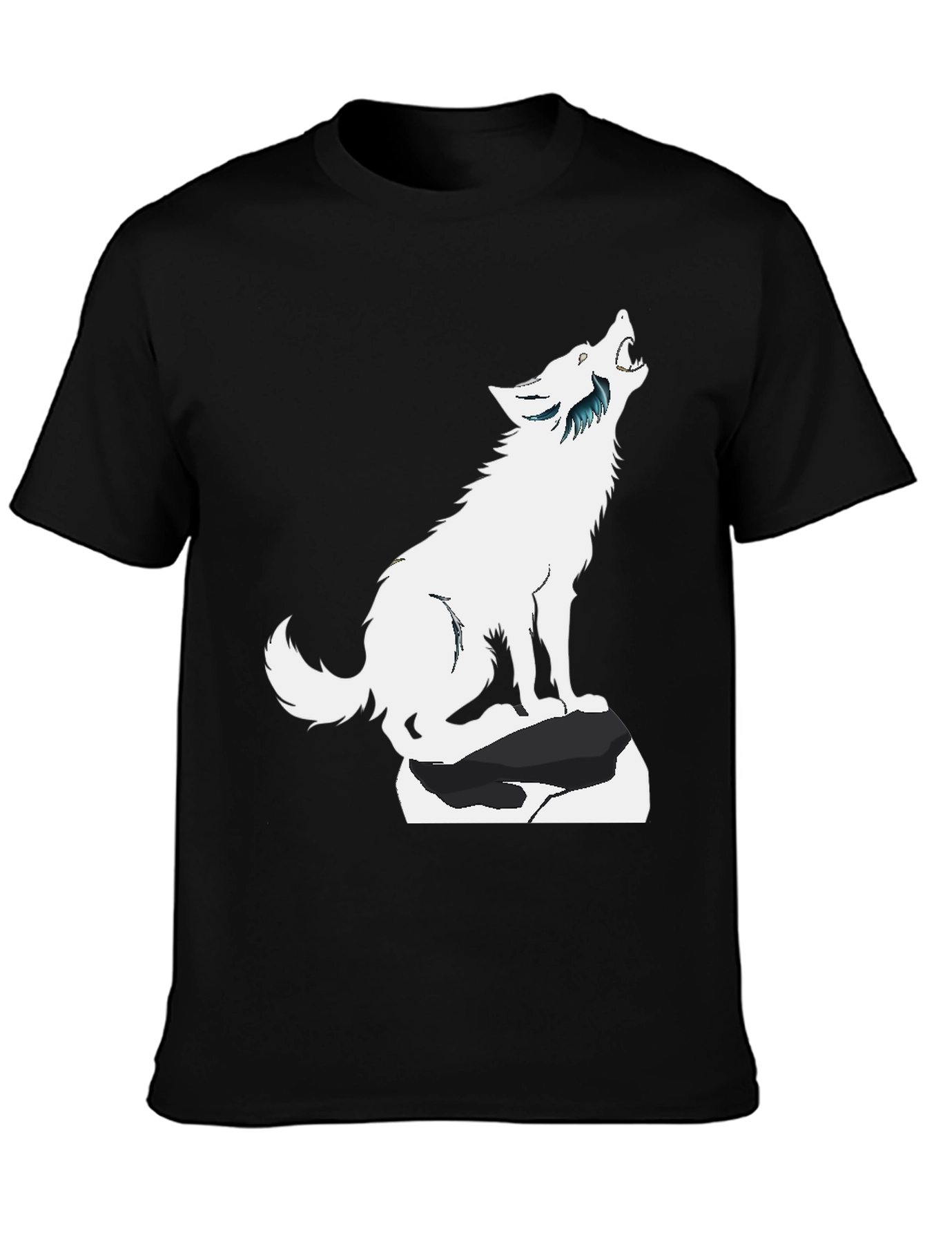Howling Wolf Graphic Tee - Black Cotton Blend Shirt