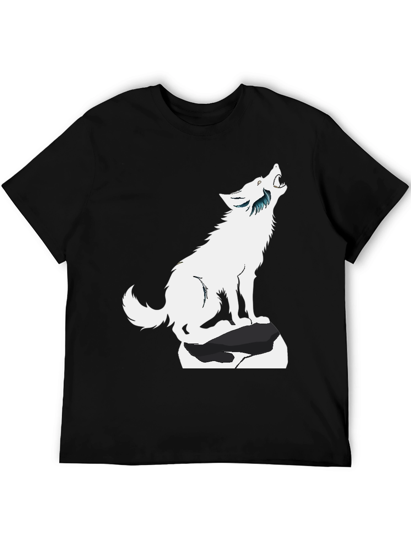 Howling Wolf Graphic Tee - Black Cotton Blend Shirt