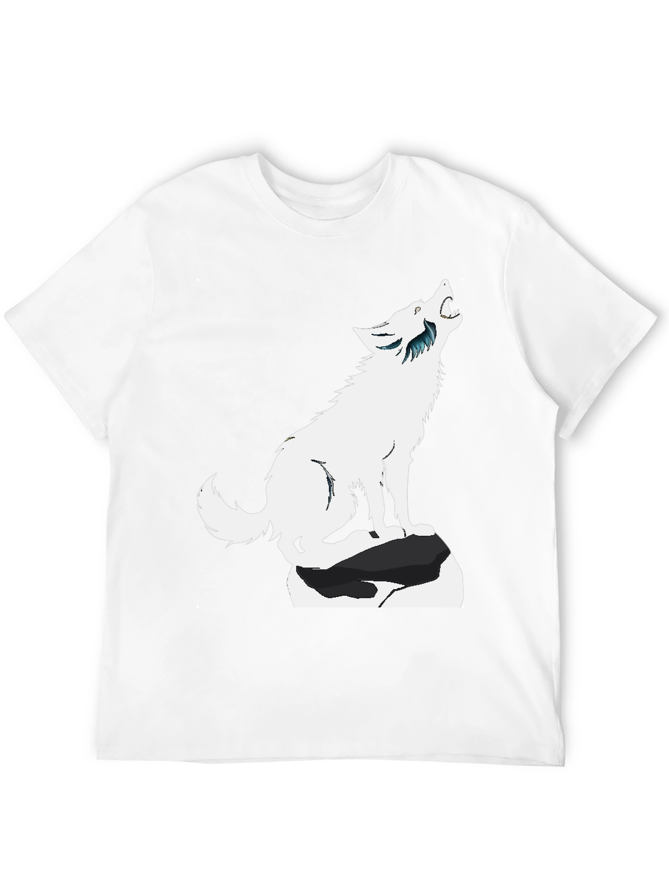 Howling Wolf Graphic Tee - Black Cotton Blend Shirt