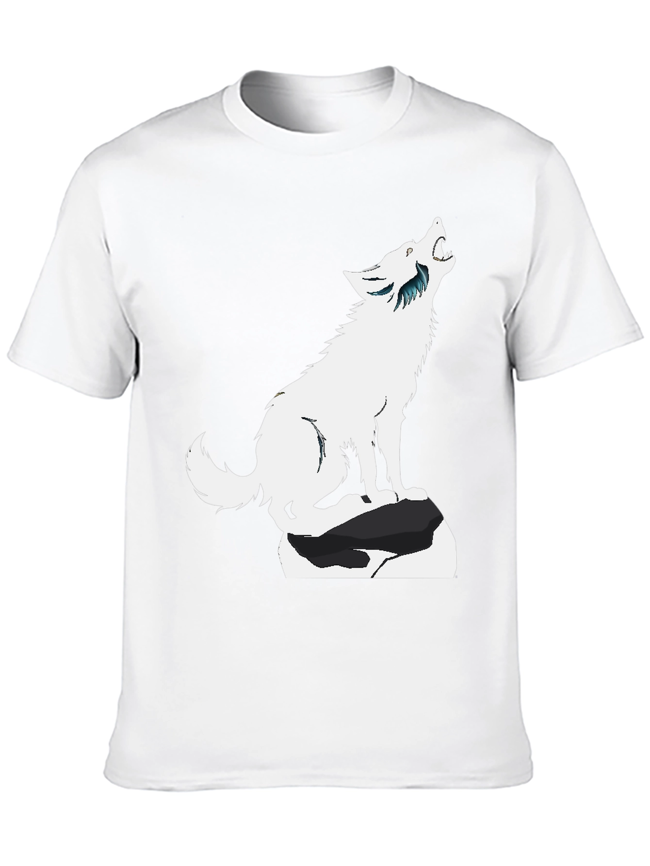 Howling Wolf Graphic Tee - Black Cotton Blend Shirt