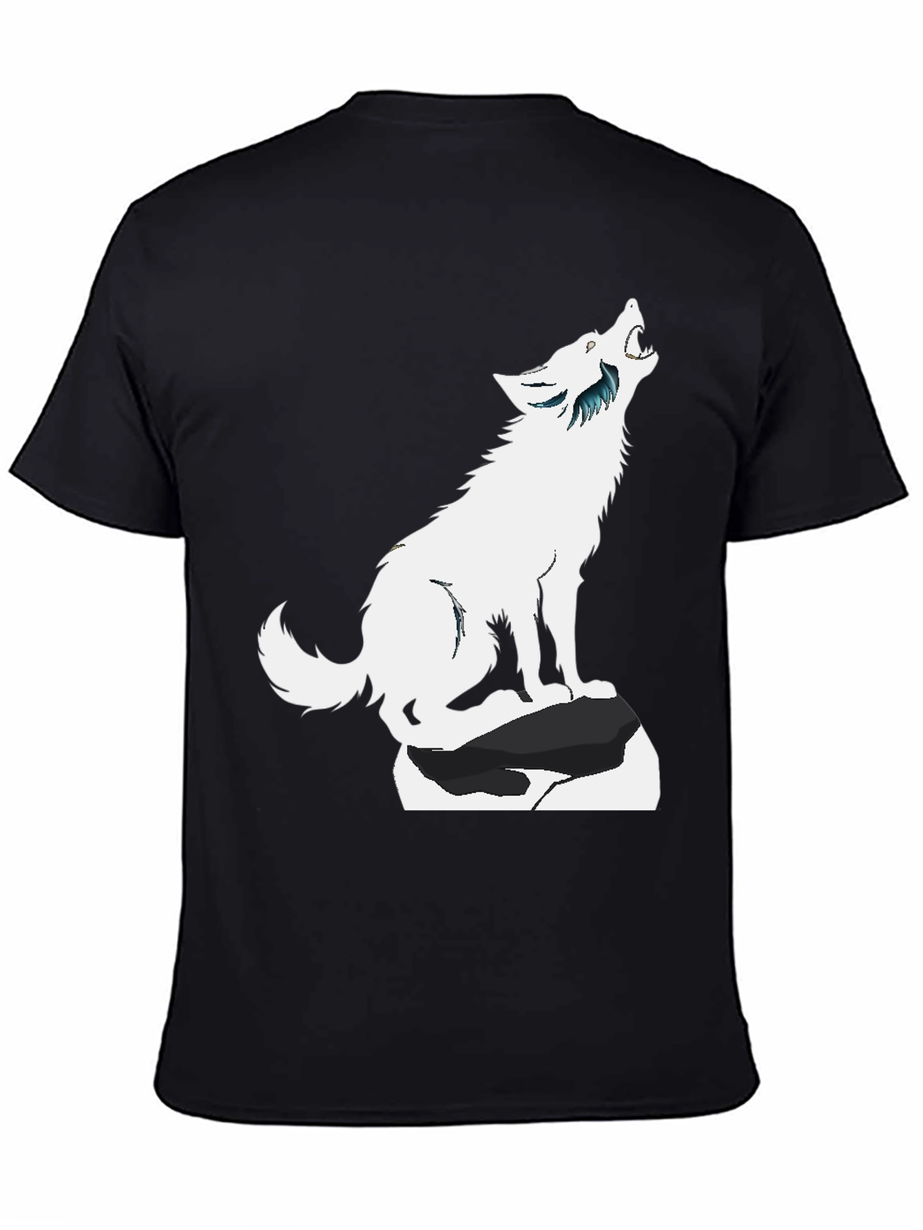 Howling Wolf Graphic Tee - Black Cotton Blend Shirt