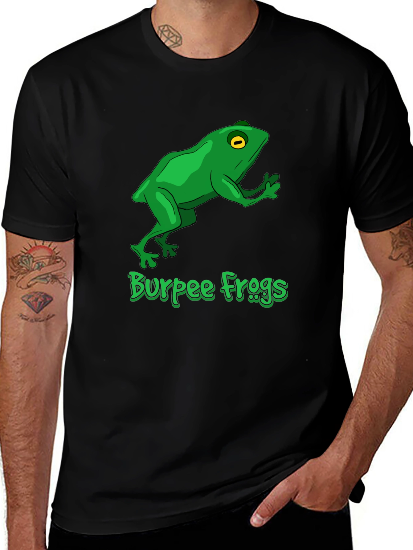 Burpee Frogs Graphic Tee - Black Cotton T-Shirt