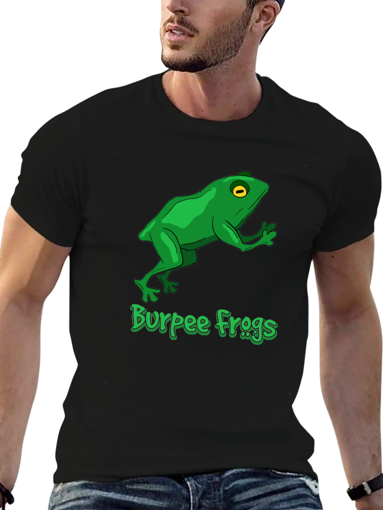 Burpee Frogs Graphic Tee - Black Cotton T-Shirt