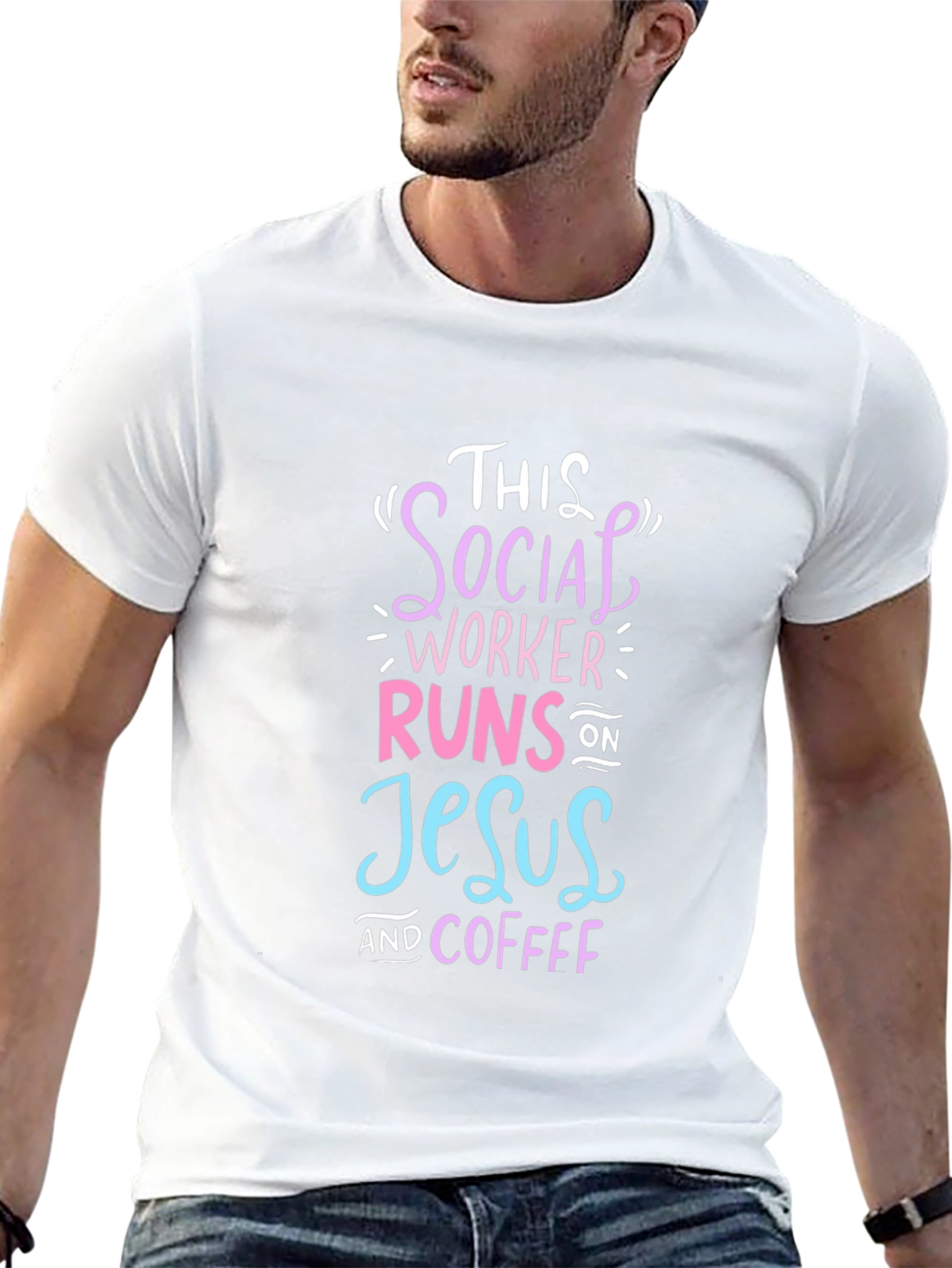 Social Worker Runs on Jesus and Coffee T-Shirt