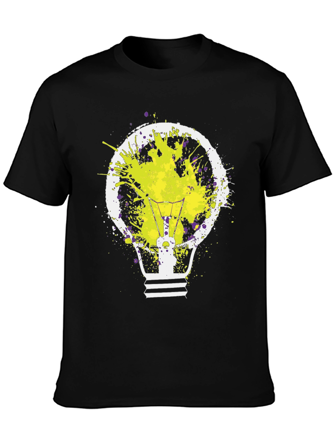 Idea Bulb Splatter Graphic Tee - Mens Black T-Shirt