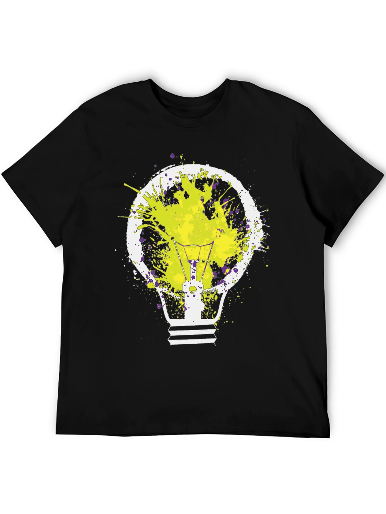 Idea Bulb Splatter Graphic Tee - Mens Black T-Shirt
