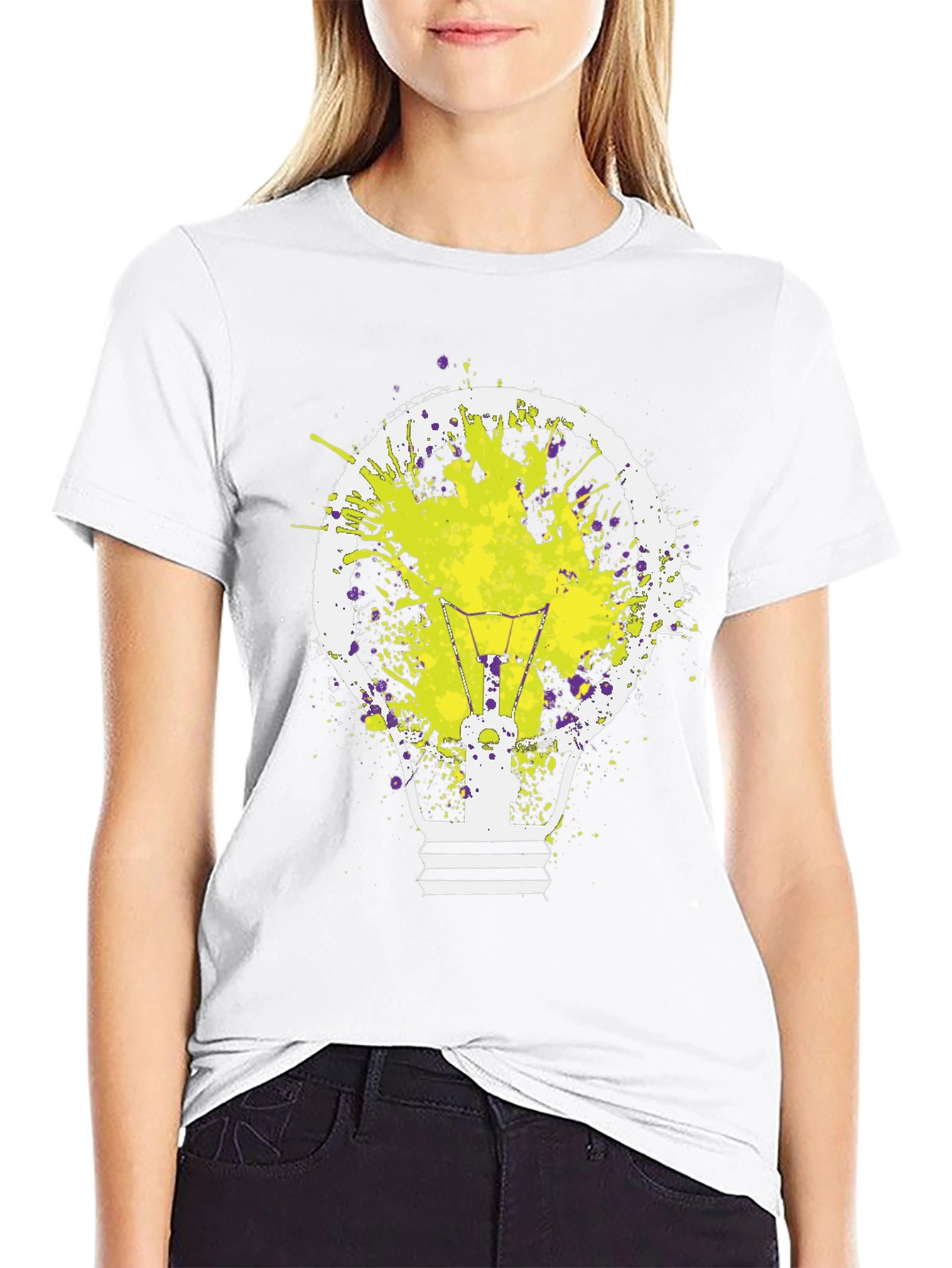Idea Bulb Splatter Graphic Tee - Mens Black T-Shirt