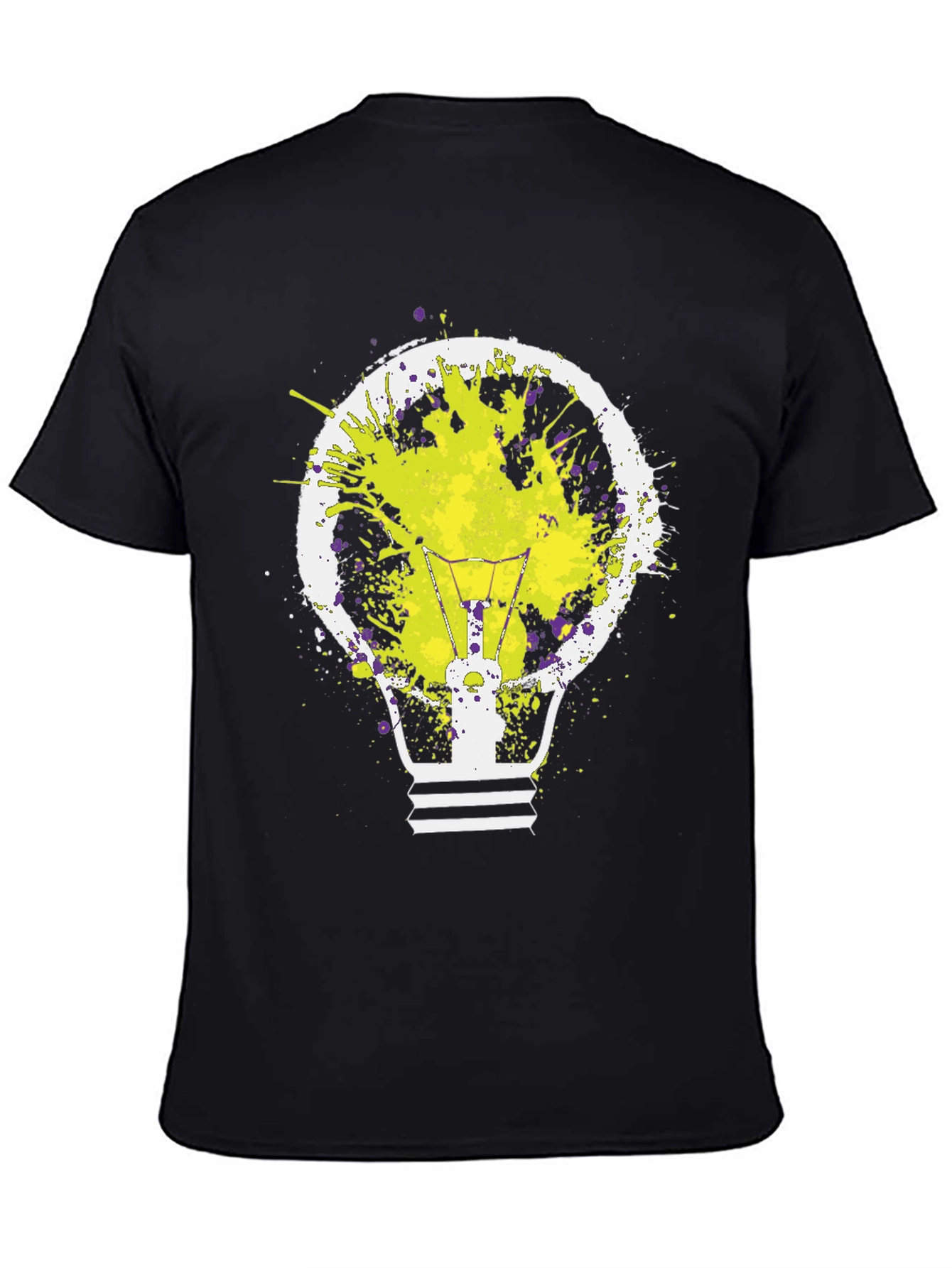 Idea Bulb Splatter Graphic Tee - Mens Black T-Shirt