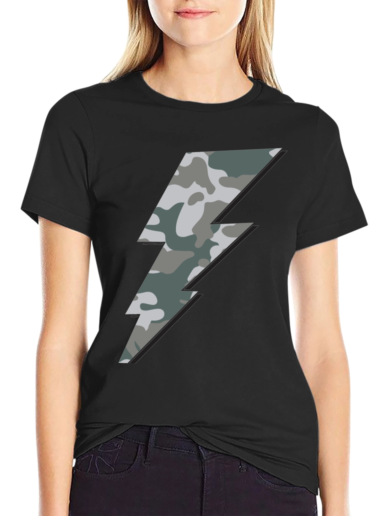 Camo Bolt Graphic Tee - Stylish Mens Casual Shirt