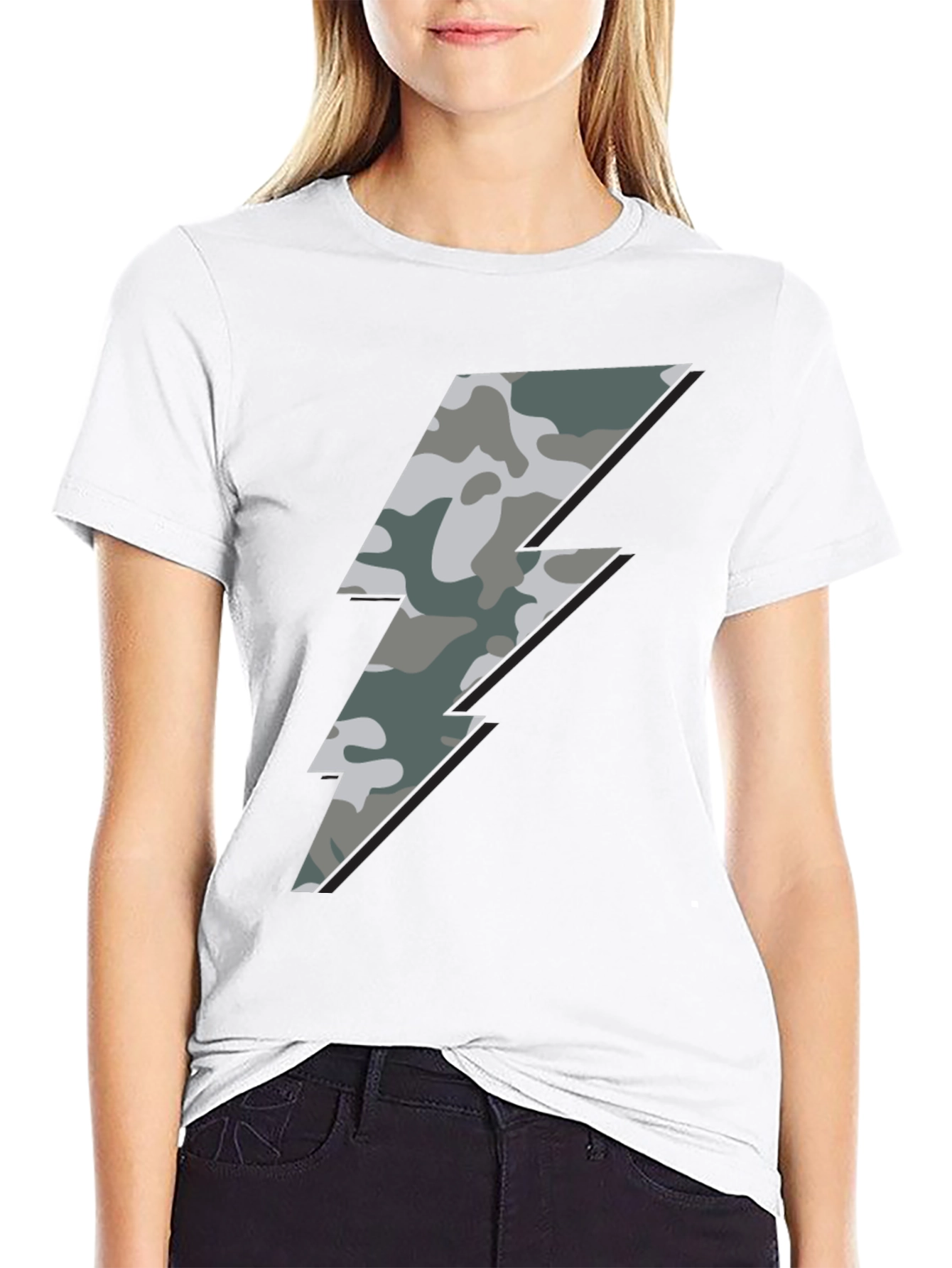 Camo Bolt Graphic Tee - Stylish Mens Casual Shirt