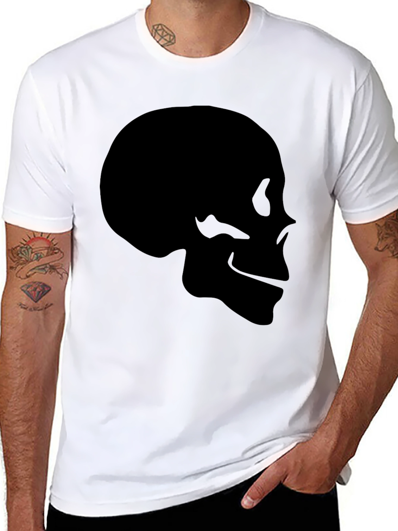 Skull Graphic Black T-Shirt - Mens Casual Tee
