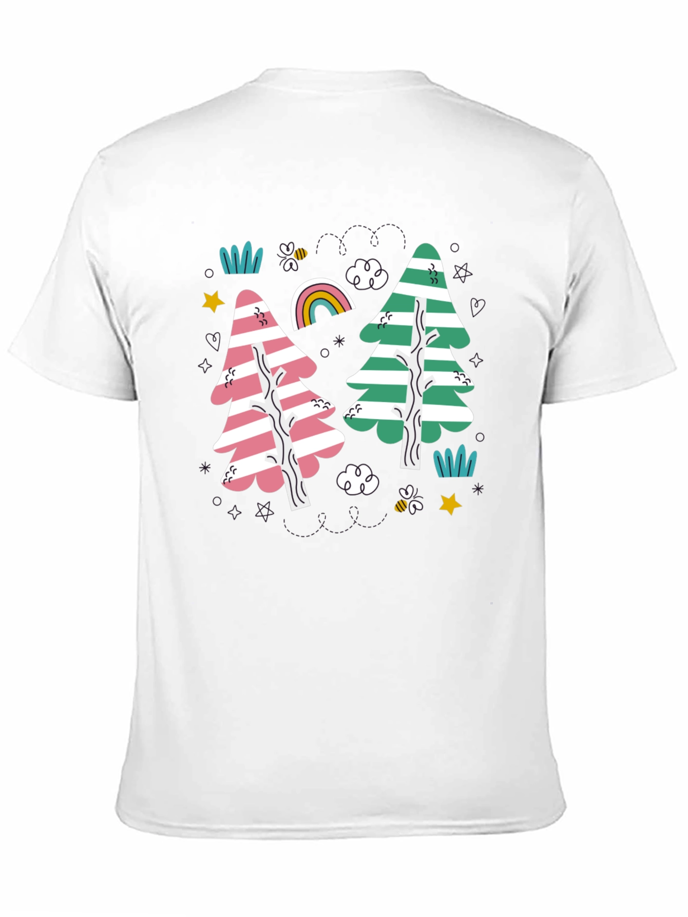 Striped Trees Black T-Shirt
