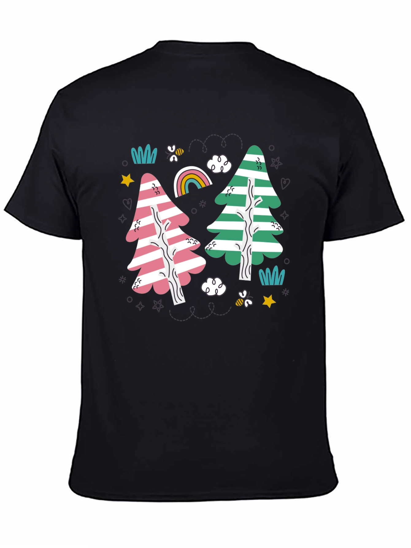 Striped Trees Black T-Shirt
