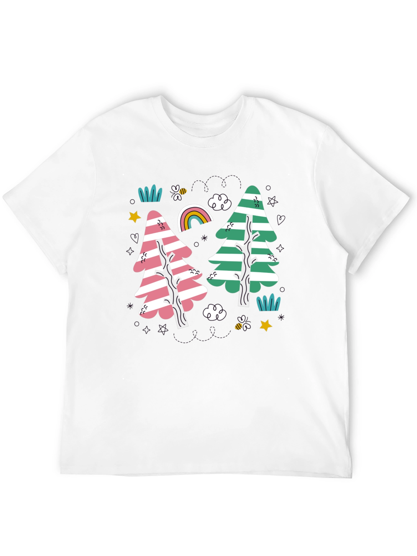 Striped Trees Black T-Shirt