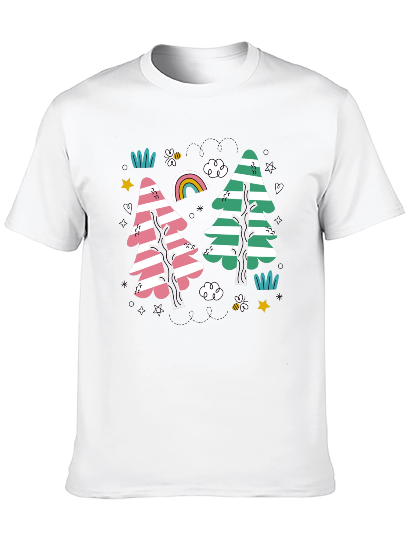 Striped Trees Black T-Shirt