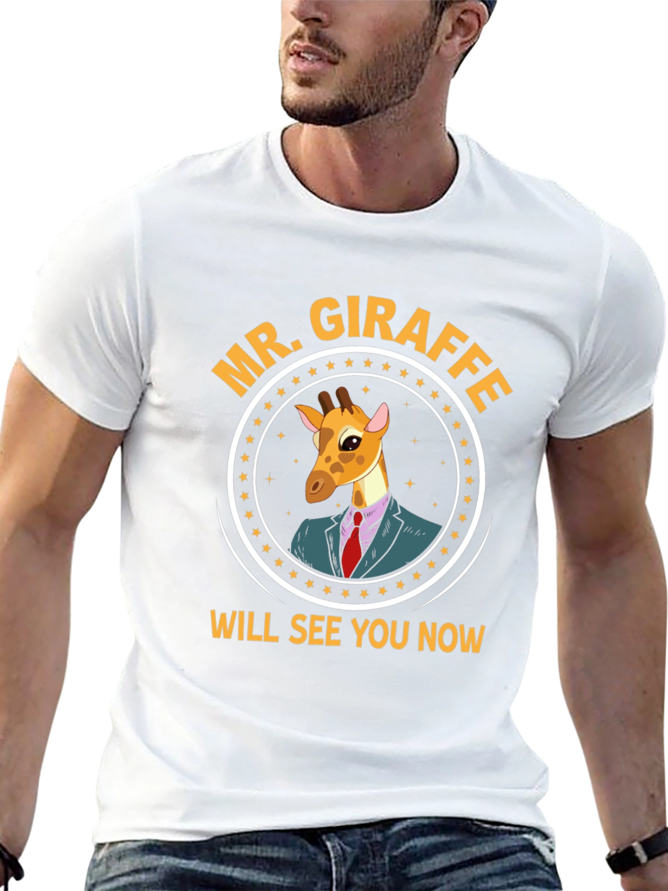Mr. Giraffe Will See You Now Black T-Shirt