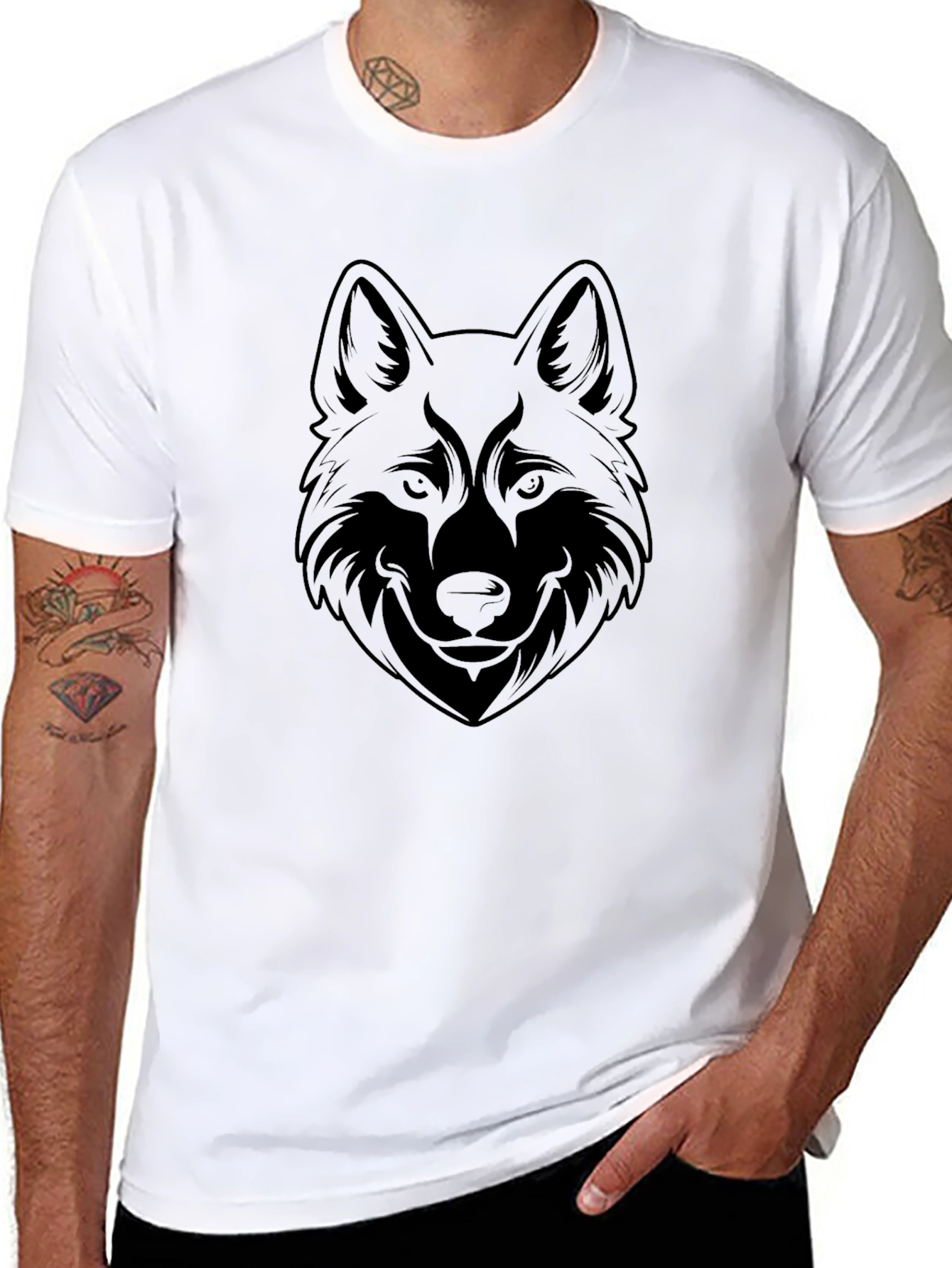 Black Wolf Graphic Tee - Mens Casual Style