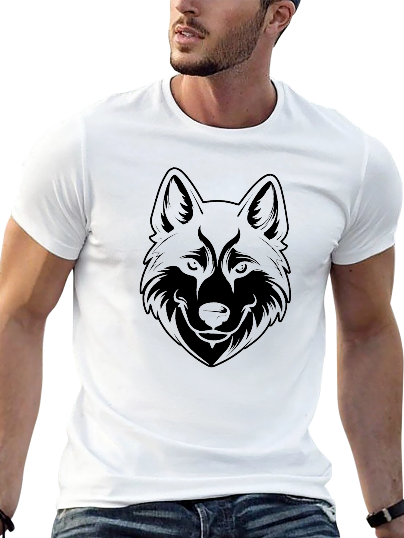 Black Wolf Graphic Tee - Mens Casual Style