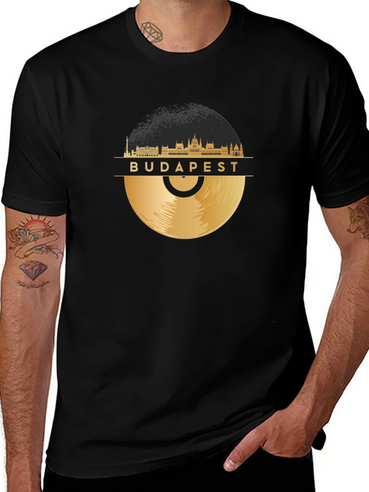 Budapest Skyline Record Graphic Tee - Black
