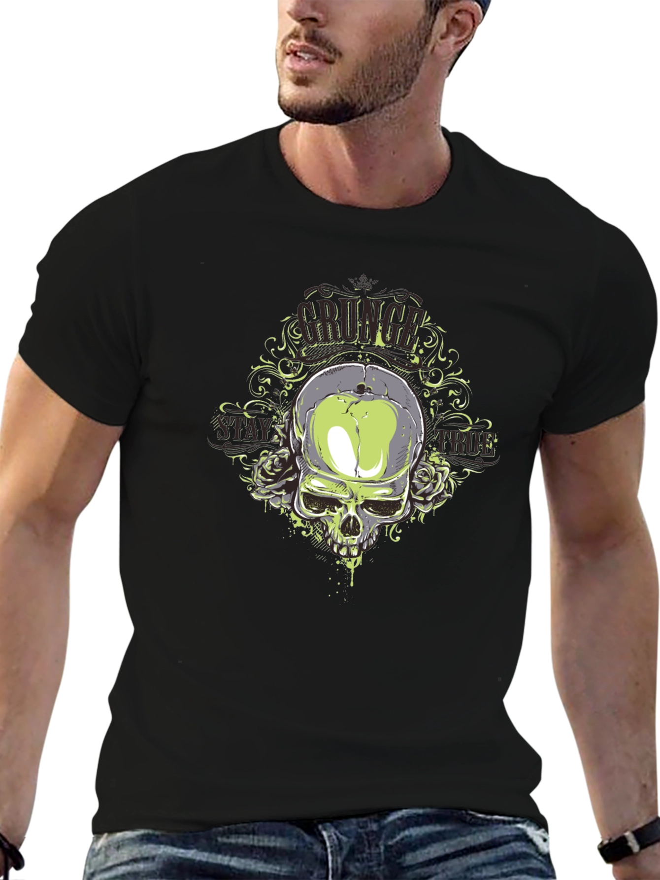 Skull & Roses Graphic T-Shirt - Mens